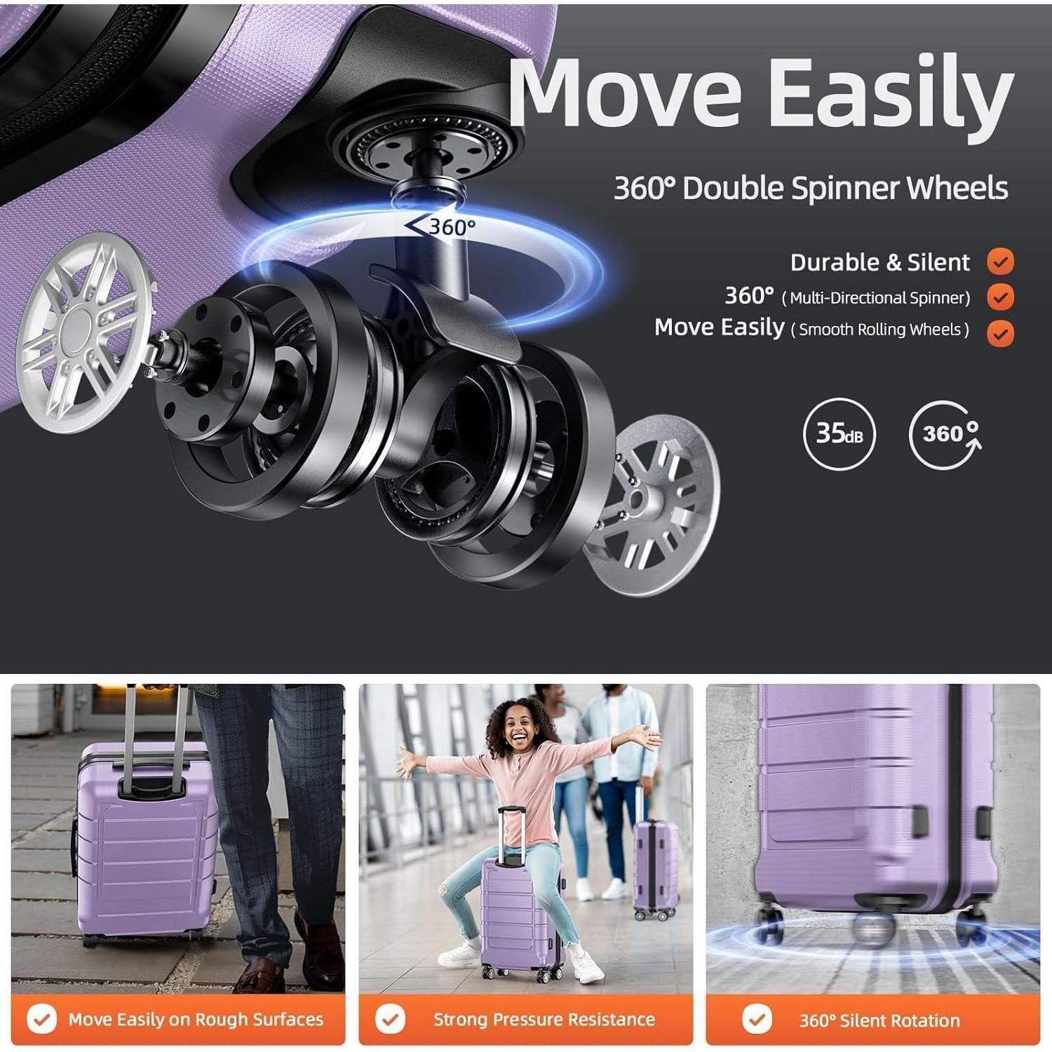 LuxusKollektion Kofferset Kofferset 3 Teilig Hartschale Leicht PC+ABS TSA 4 Rollen M L XL