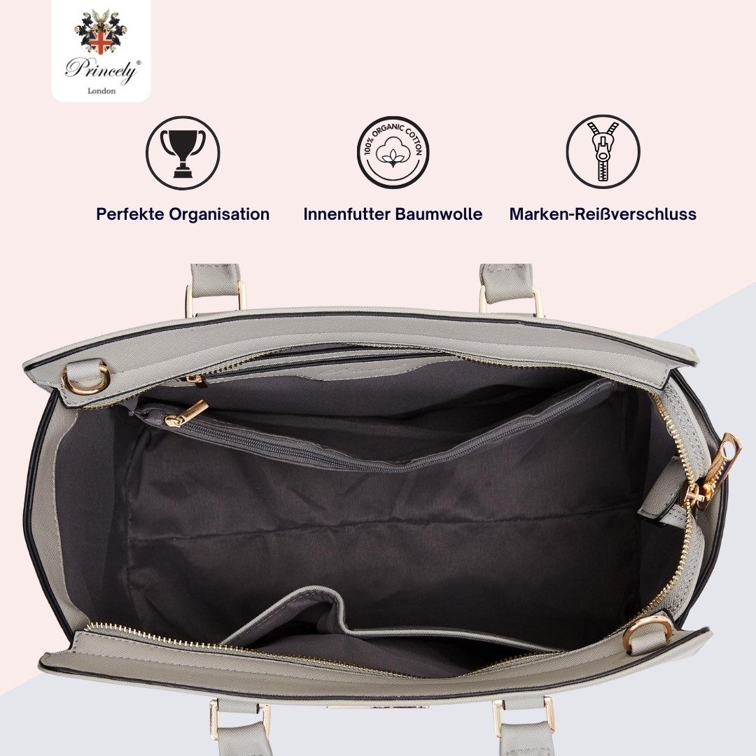 Princely London Handtasche Katy - elegante Schultertasche mit Reißverschluss