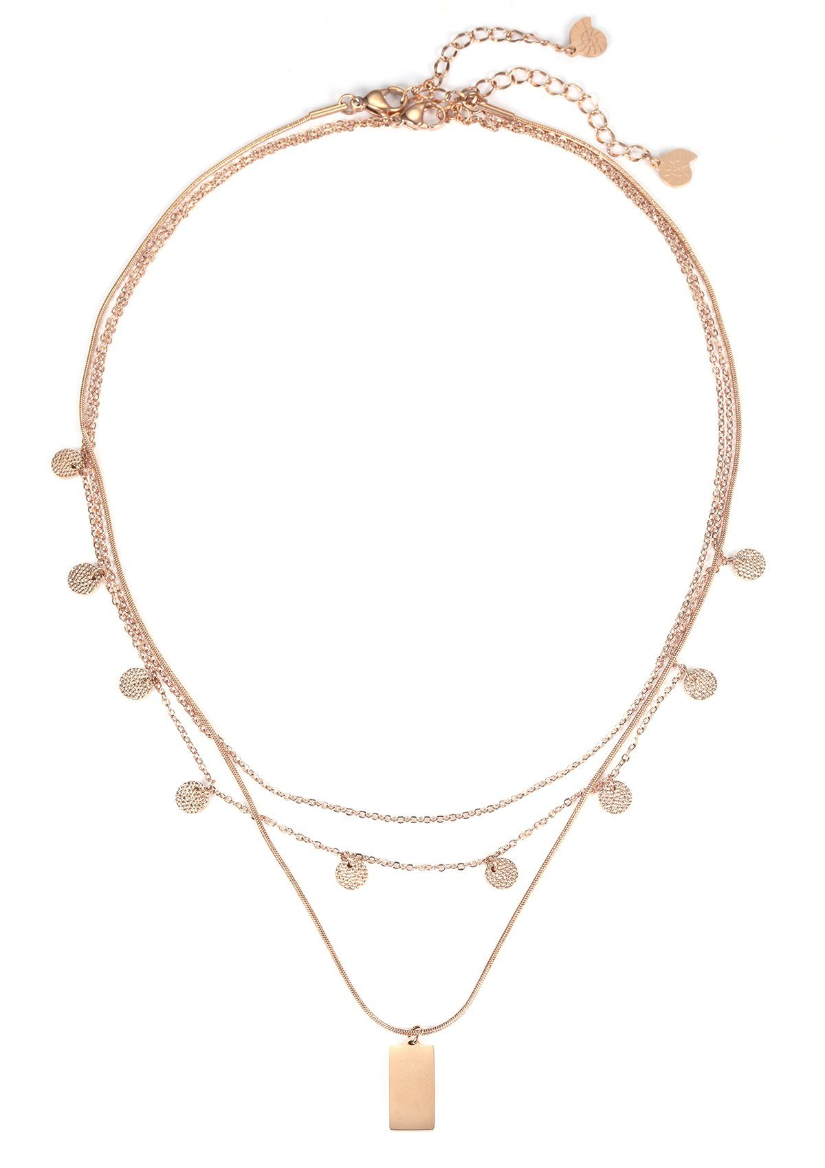 Hey Happiness Charm-Ketten-Set 2er Damen Layer mehrreihig, 18K Roségold Ver günstig online kaufen