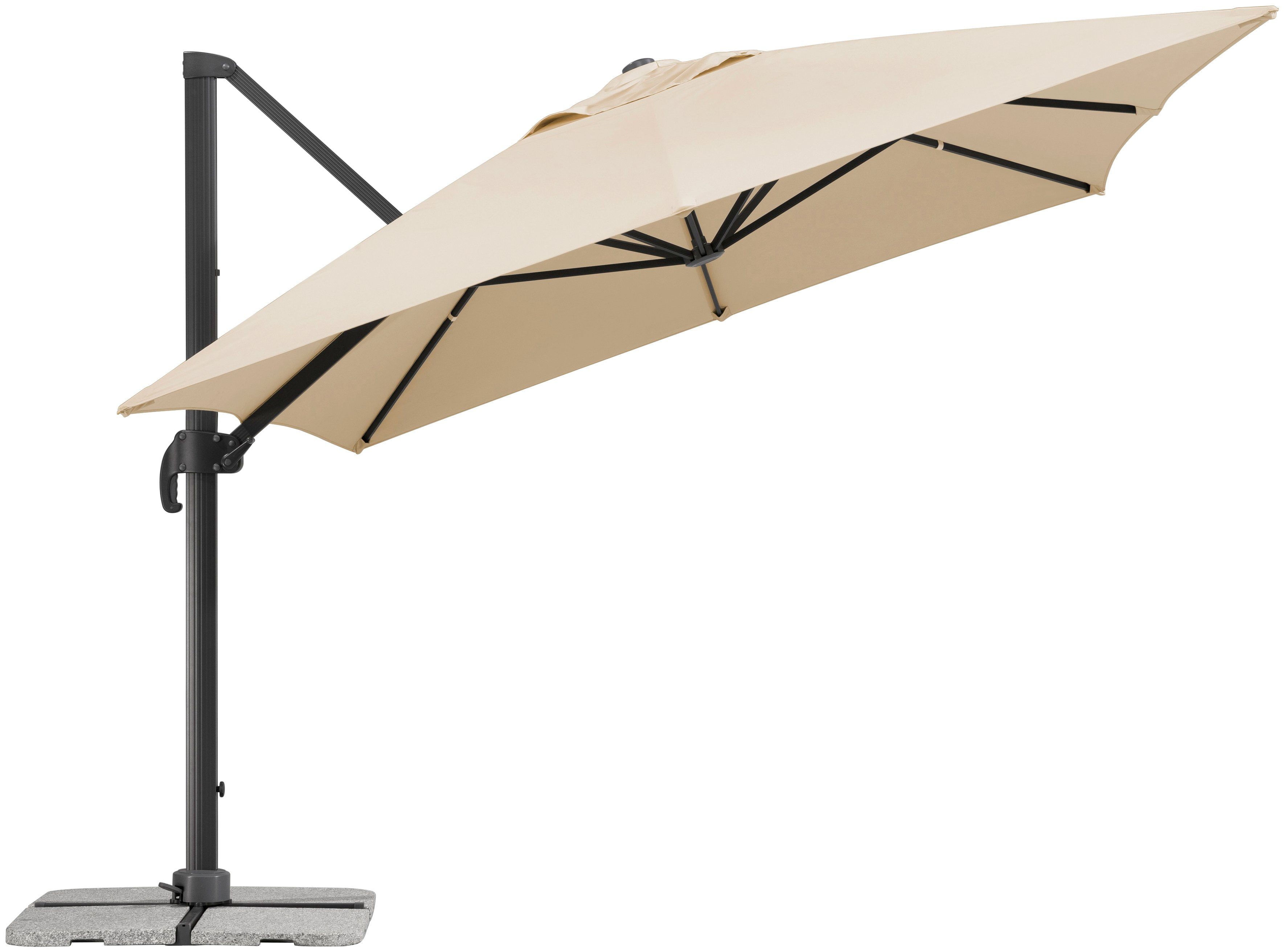 Schneider Schirme Ampelschirm Rhodos Grande, LxB: 400x300 cm, natur, rechteckig, ohne Wegeplatten