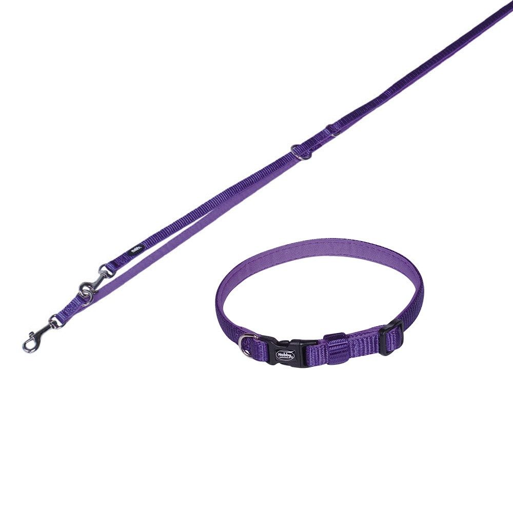 Nobby Hundeleine Hundehalsband und Leine Set "Classic Preno", lila, XXS-S