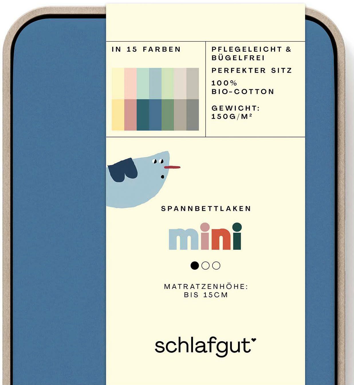Schlafgut Spannbettlaken Casual Mini Spannbettlaken, Jersey, Gummizug: rundum, (1 Stück), für Kinder, MADE IN GREEN by OEKO-TEX®
