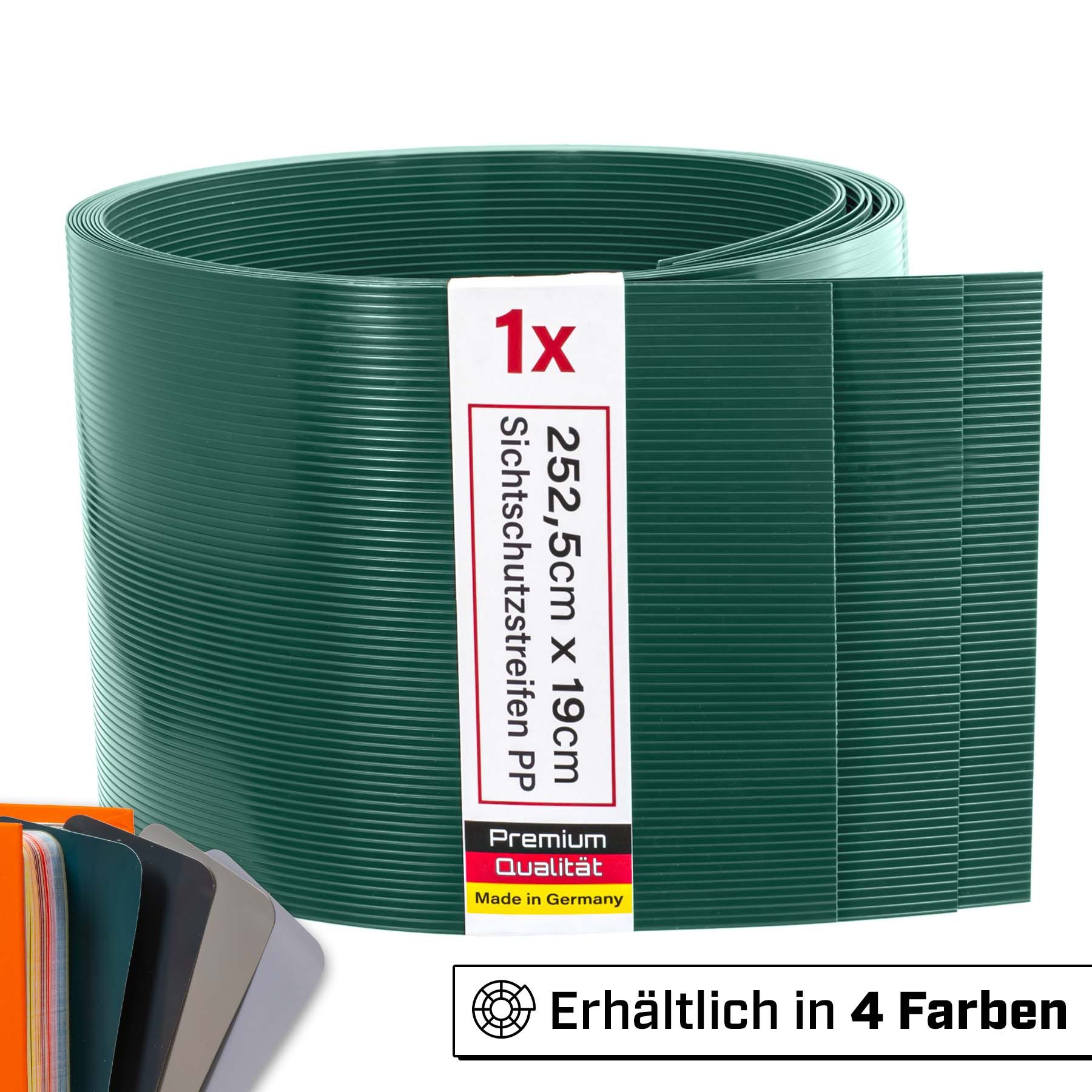 INTRA-TEC Sichtschutzstreifen Zaun-Sichtschutzstreifen aus PP - 252x19 cm, für Doppelstabmattenzäune, Windschutz, einfach zuschneidbar