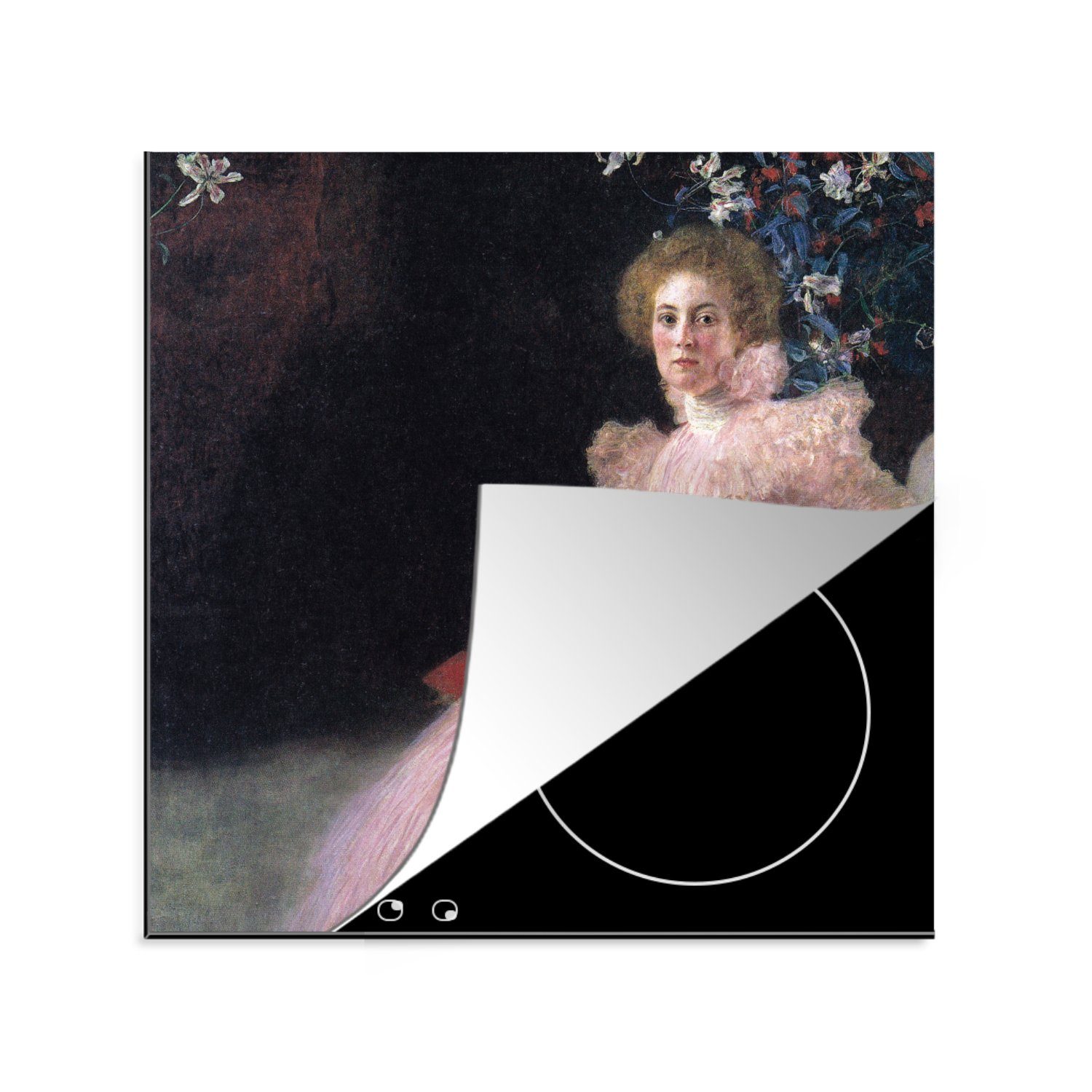 MuchoWow Herdblende-/Abdeckplatte Sonje Knips - Gustav Klimt, Vinyl, (1 tlg), 78x78 cm, Ceranfeldabdeckung, Arbeitsplatte für küche | Herdabdeckplatten