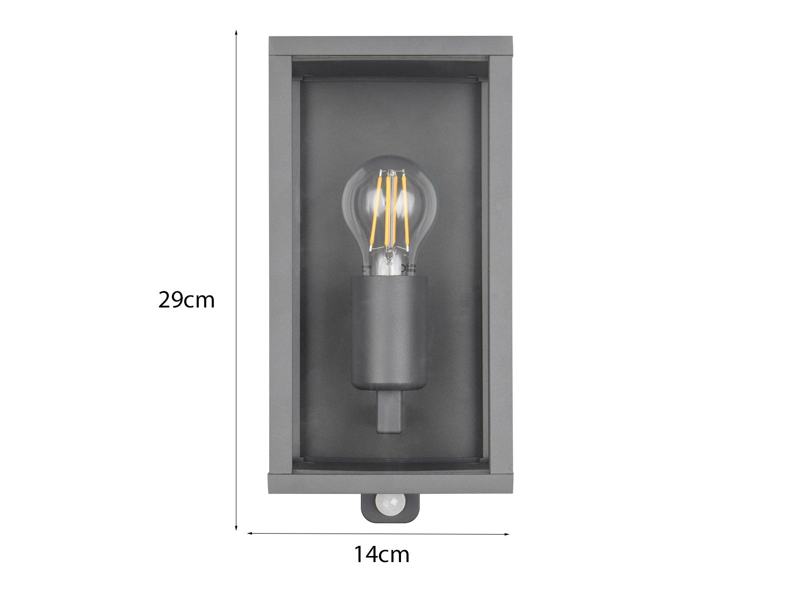 TRIO Leuchten LED Außen-Wandleuchte, Bewegungsmelder, LED wechselbar, warmweiß, Haustür & Fassadenbeleuchtung aus Aluminium in Anthrazit, Höhe 29cm