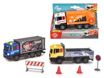 Dickie Toys Spielzeug-Krankenwagen City Team 3 Fahrzeuge mit Licht und Geräuschen