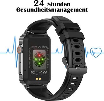 Xeletu Smartwatch (1,57 Zoll, Android iOS), Herren HD Touchscreen mit Bluetooth Anrufe 100+ Sportmodi Fitnessuhr