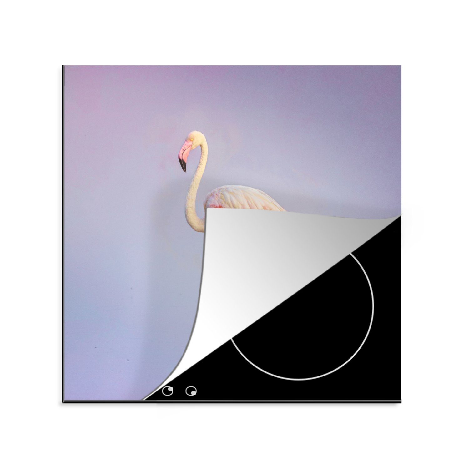 - cm, Herdblende-/Abdeckplatte für tlg), Vinyl, Arbeitsplatte 78x78 Rosa, (1 küche Ceranfeldabdeckung, - Wasser Flamingo MuchoWow