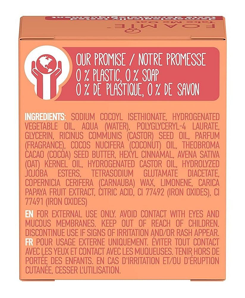 FOAMIE Feste Duschseife Foamie Feste Seife Duschgel, Reisegröße, Papaya & Hafermilch, 2x20g, Plastikfrei, Vegan, ohne Silikone, Parabene, Sulfate