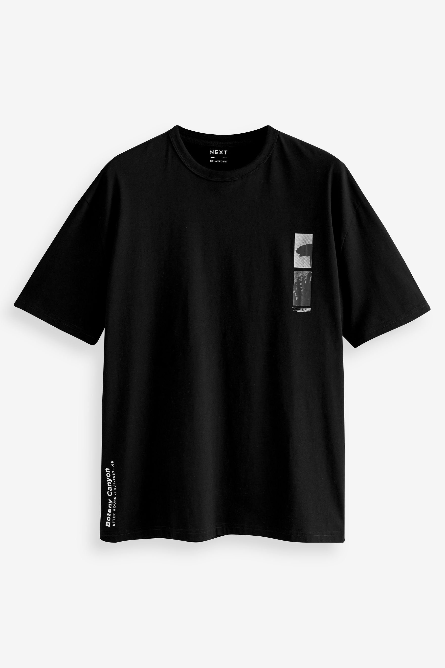 Next Print-Shirt Gemustertes T-Shirt im Relaxed Fit (1-tlg) Black Botanical
