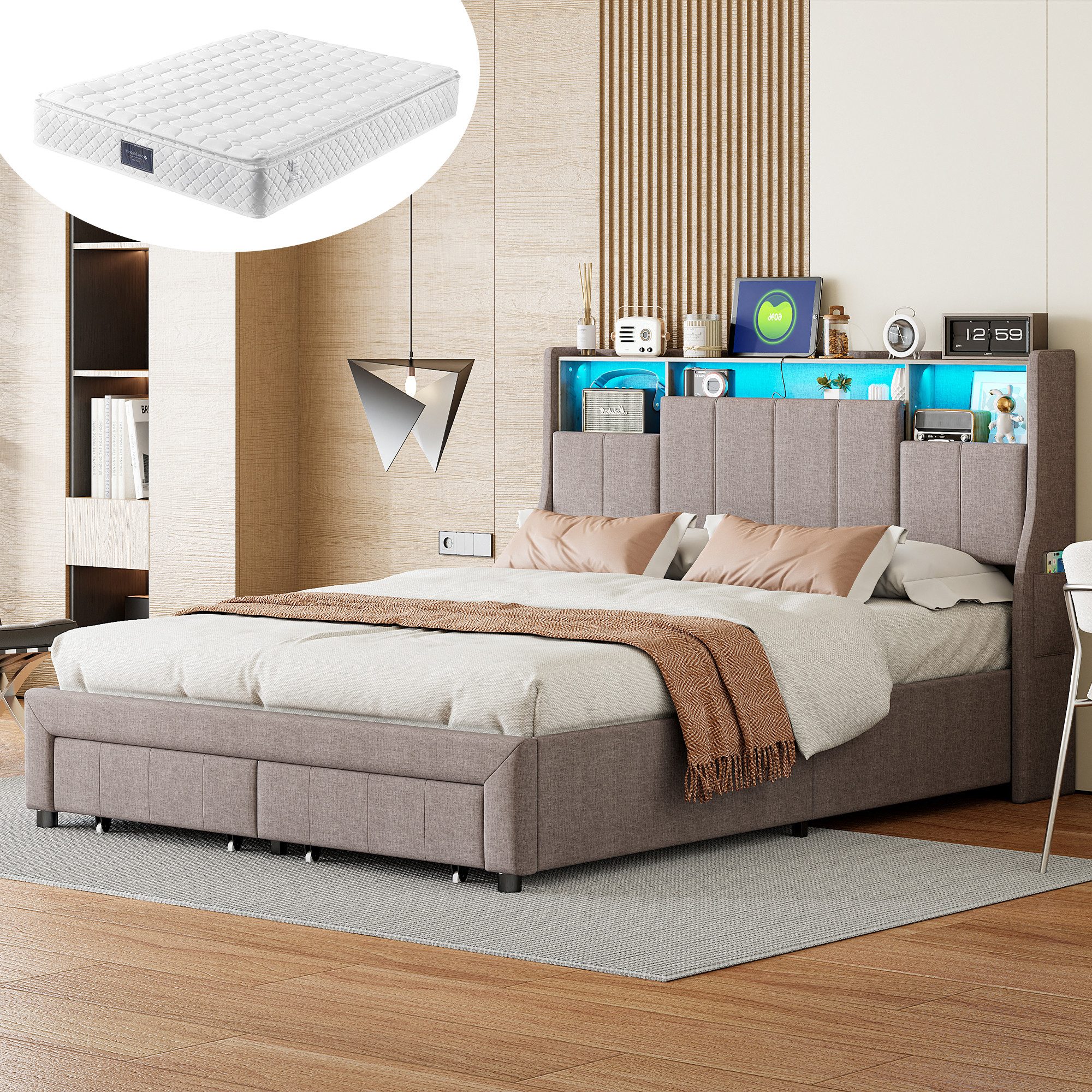 Furnishings Home Polsterbett Doppelbett Stauraumbett, Mit günstig online kaufen