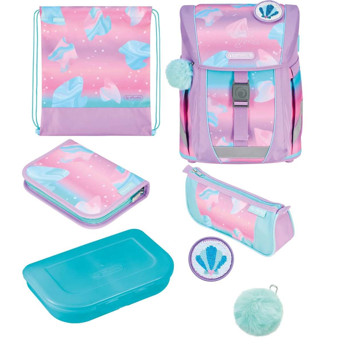 Herlitz Schulranzen FiloActive XL Plus Ocean Lights Schulranzen-Set Mädchen Polyester