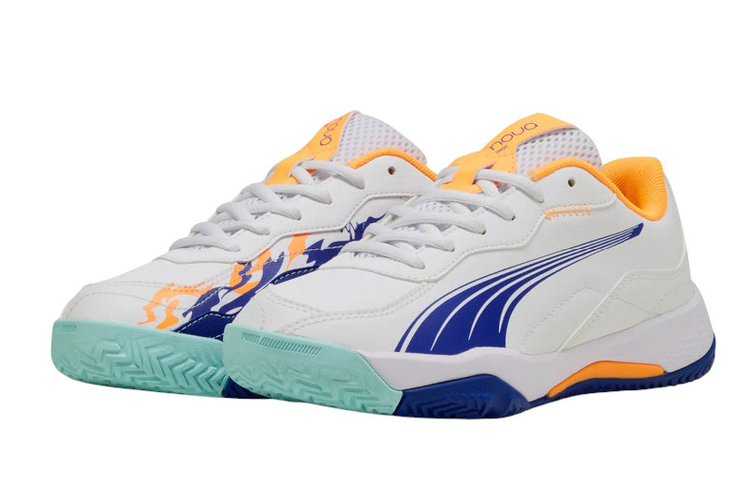 PUMA Padelschuhe Nova Smash Allcourt 2025 weiss/bunt Jungen Tennisschuh