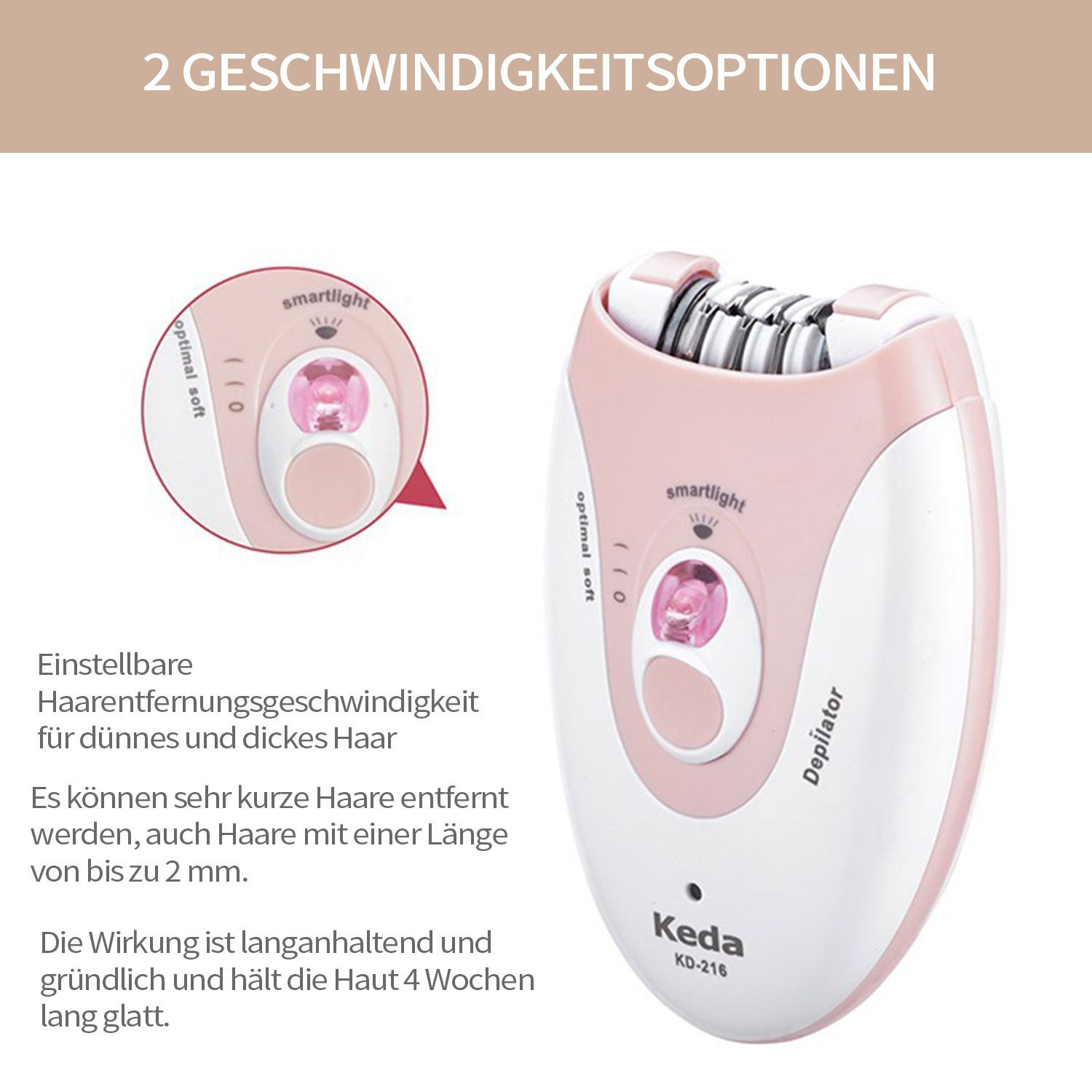 Refttenw Epilierer Damen Gesicht Kabellose Damenrasierer Elektrisch Helles LED-Licht, für Gesicht Nase Achseln Intimbereich Bikinizone