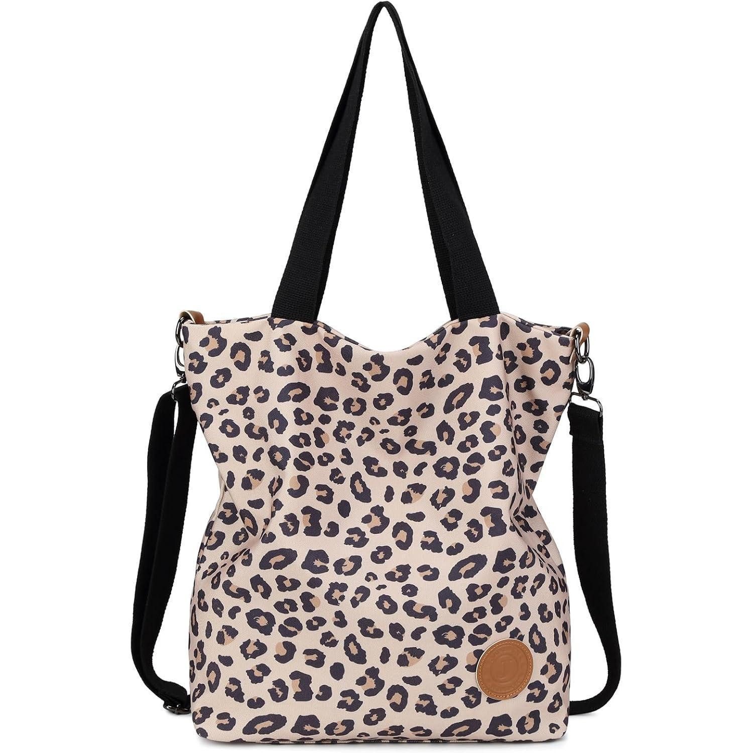 LuxusKollektion Handtasche Handtasche Damen Canvas Schultertasche Shopper Arbeit Leopard02