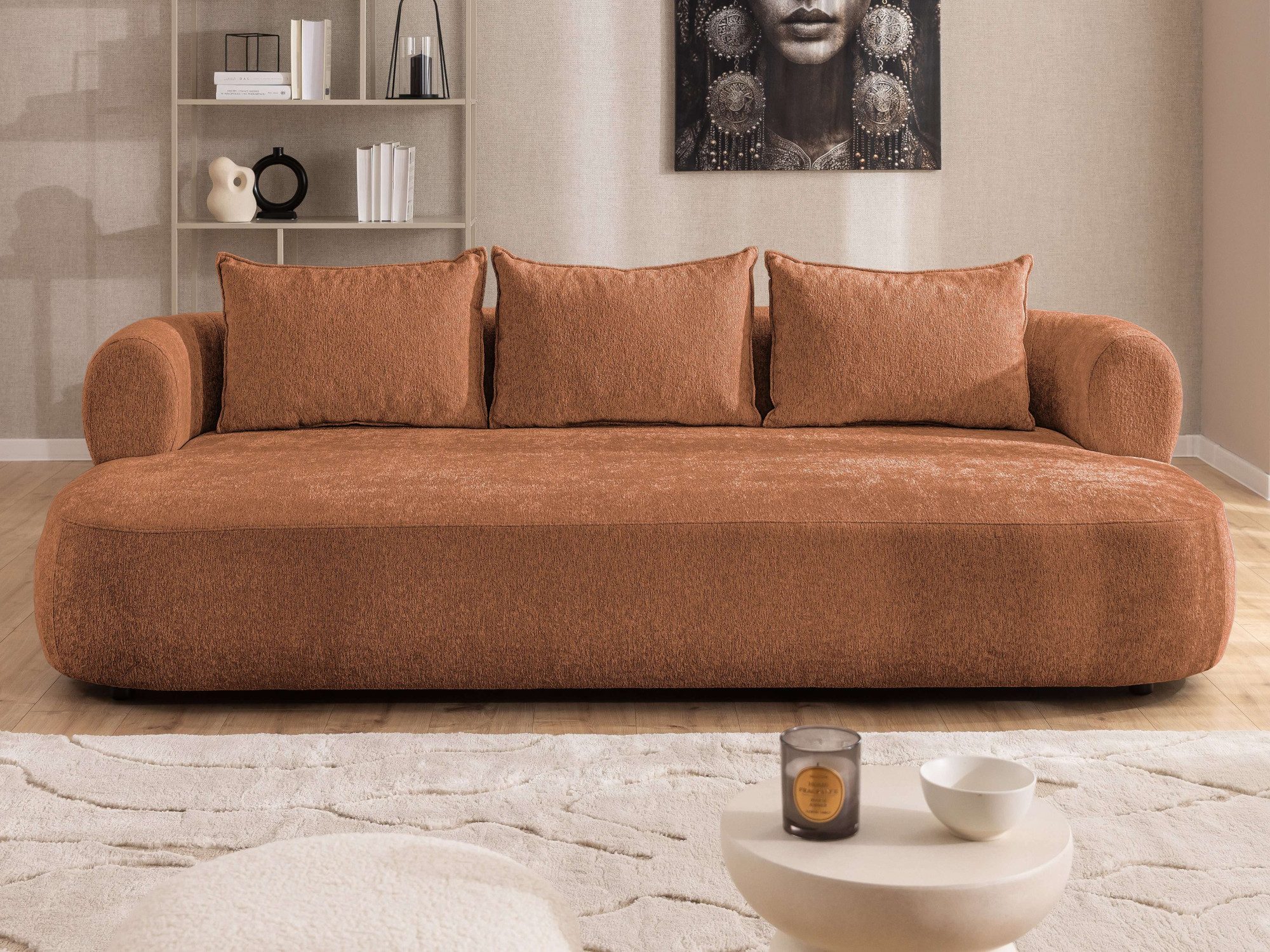 Home affaire Big-Sofa LUSSAC 4-Sitzer Design-Sofa mit Zierkissen, Maße B/T/H: 242/123/78 cm, hoher Sitzkomfort und modernes Design, Sofa ohne Bettfunktion