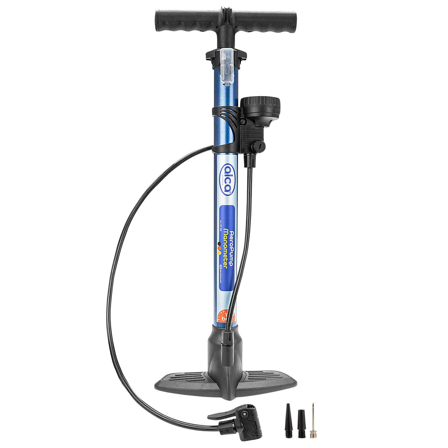 alca Fahrradpumpe Fahrradpumpe mit Manometer 11 bar, Handpumpe für Auto und Fahrrad, (1-tlg)