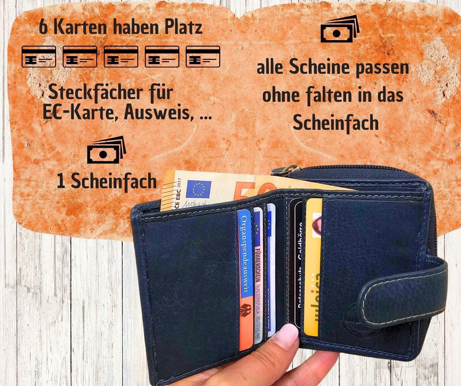 GlücksNugget Geldbörse Echtleder Damenbörse, braun