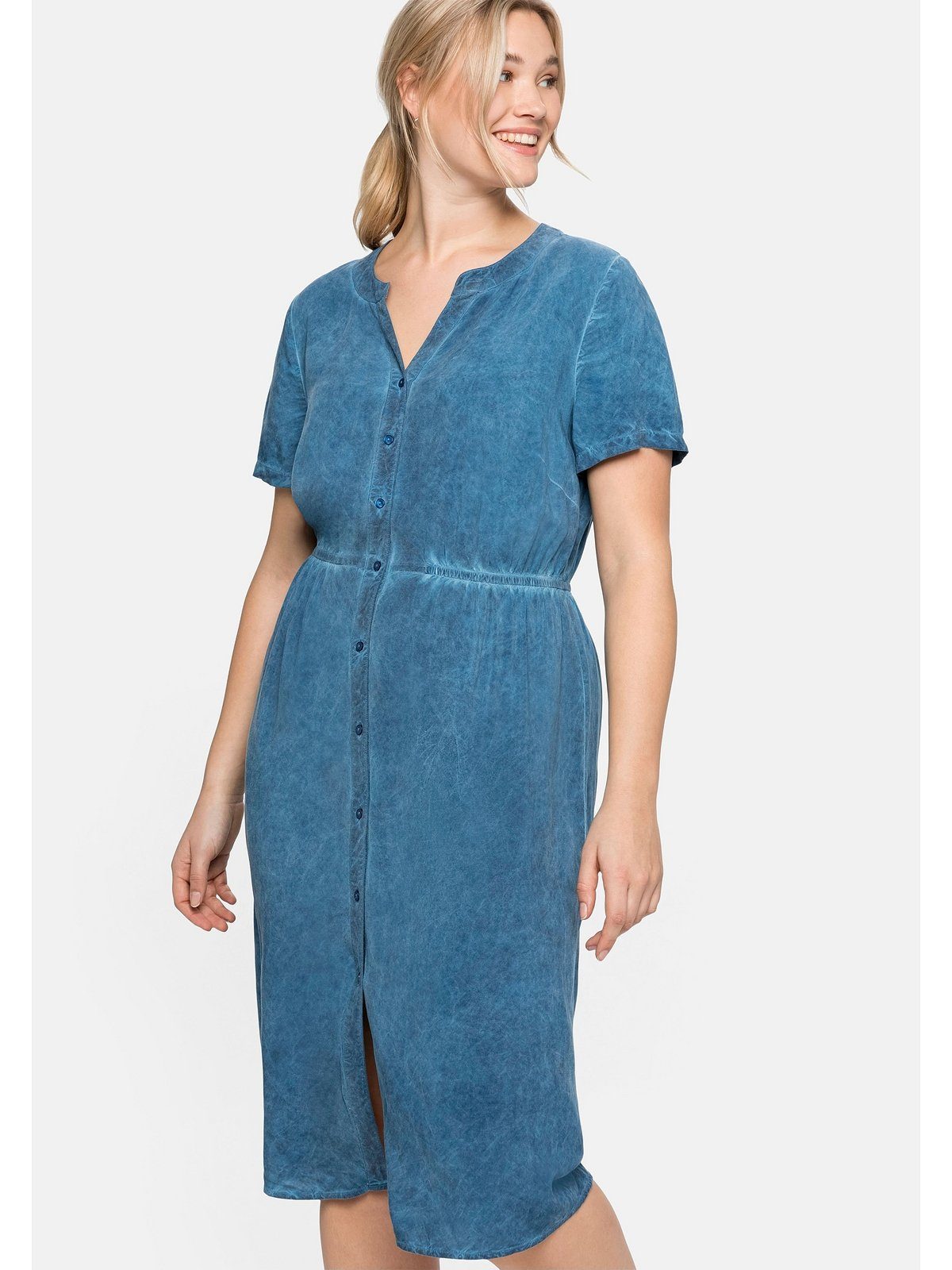 Sheego aus in Größen Große Oil-dyed-Waschung Viskose, Blusenkleid