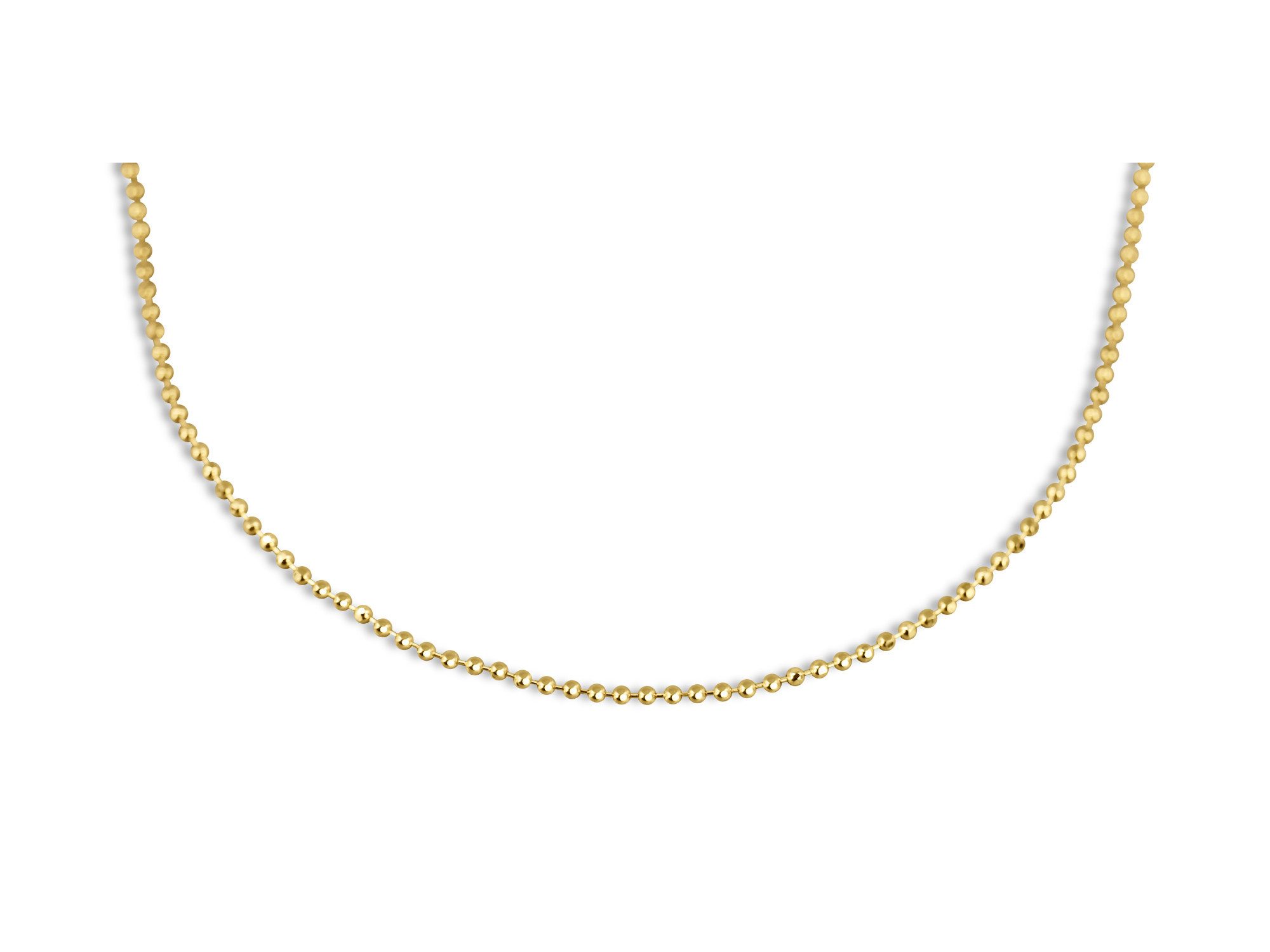 Antares Gold Goldkette Kügelchenkette 14K Gold – 45 cm, 1 mm, Hellgold, stabiler Karabinerverschluss, edle Schmuckbox