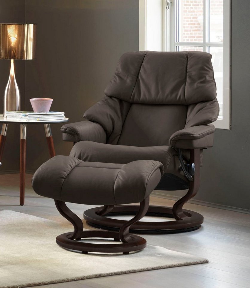 Stressless® Relaxsessel Reno (Set, Relaxsessel mit Hocker), mit Hocker, mit  Classic Base, Größe S, M & L, Gestell Braun