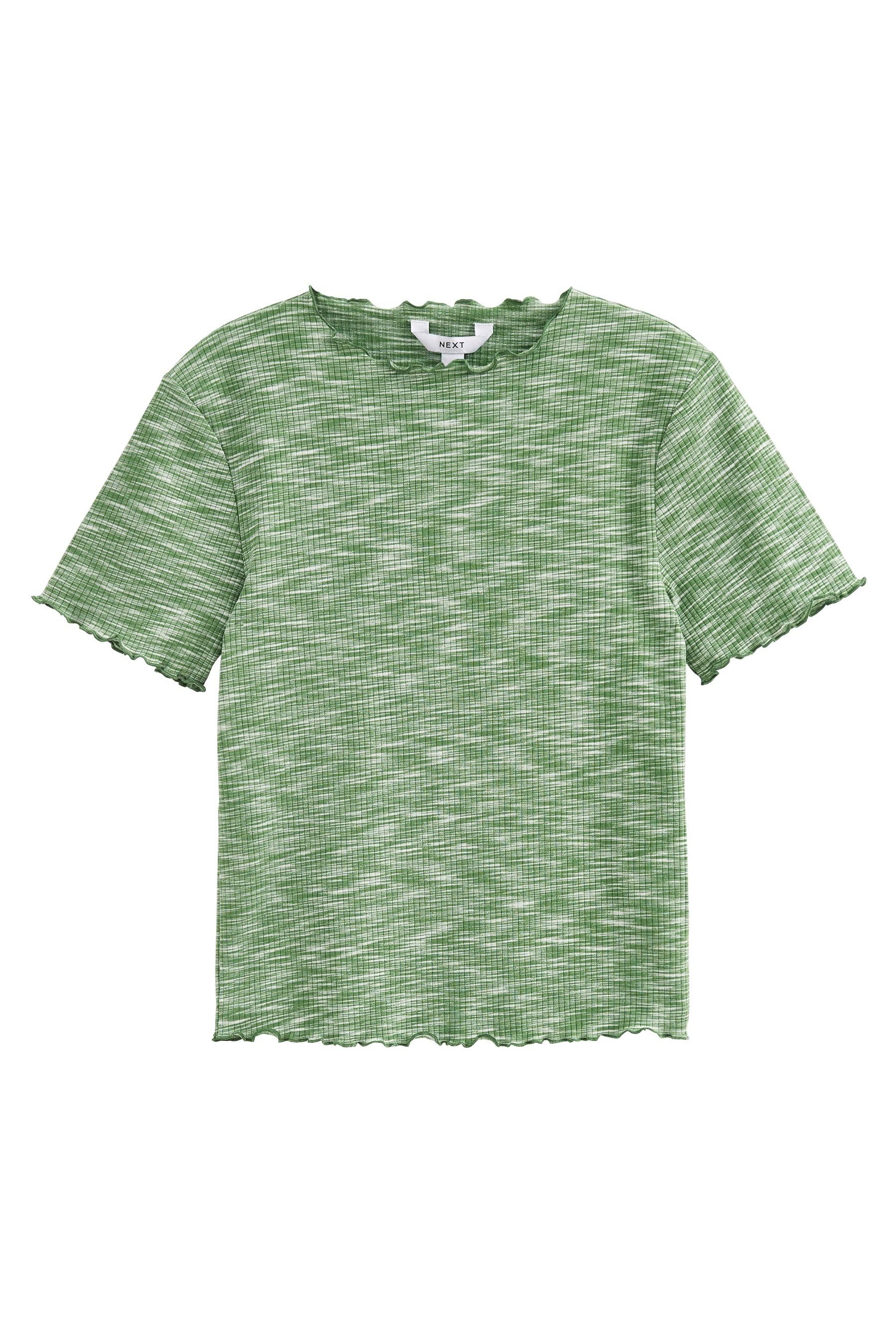 Saum geriffeltem Next (1-tlg) T-Shirt Space-Dye-Optik in T-Shirt mit