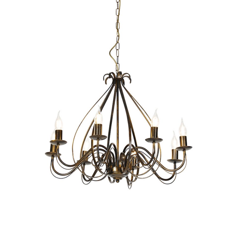 Qazqa Kronleuchter Giuseppe, ohne Leuchtmittel, E14, Gold/Messing, Art Deco, Stahl, 8-flammig