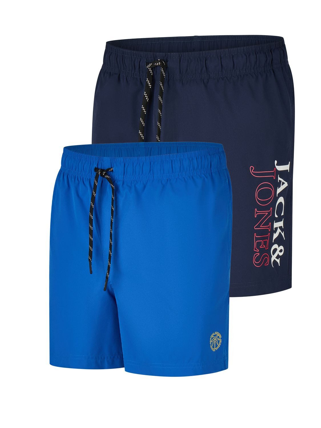 Jack & Jones Badeshorts Herren Badehose JPSTMAUI SWIM MIX SMU 2PK Regular Fit (2-St) Sportshorts mit Kordelzug