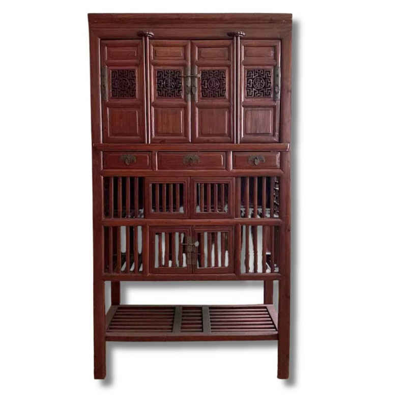 Asien LifeStyle Beistellschrank Historischer China Schrank mit Schnitzereien