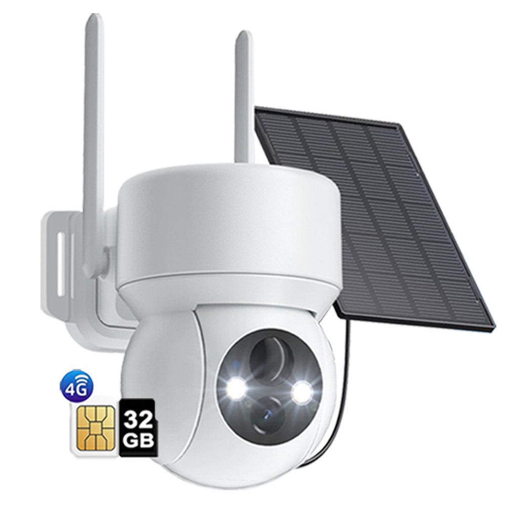 ZREE Überwachungskamera 4G LTE Überwachungskamera Aussen mit SIM Karte & 32GB Speicherkarte (Aussen, Außenbereich, Wald, Farm, Campingbus, Straße, Kabellos Solar PTZ IP Kamera Outdoor mit 2K Farb-Nachtsicht, 355°/90° Schwenkbar Ohne WLAN PIR Erkennung 2-Wege-Audio, 4-fachen digitalen Zoom IP66 Wasserdicht 360° Outdoor Kamera)