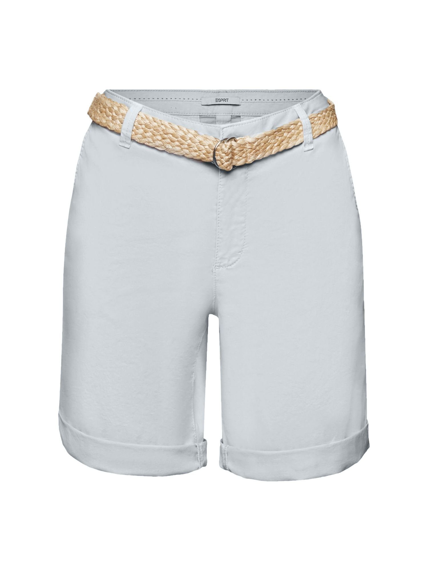 Esprit Shorts Shorts mit Raffia-Flechtgürtel (1-tlg) LIGHT BLUE