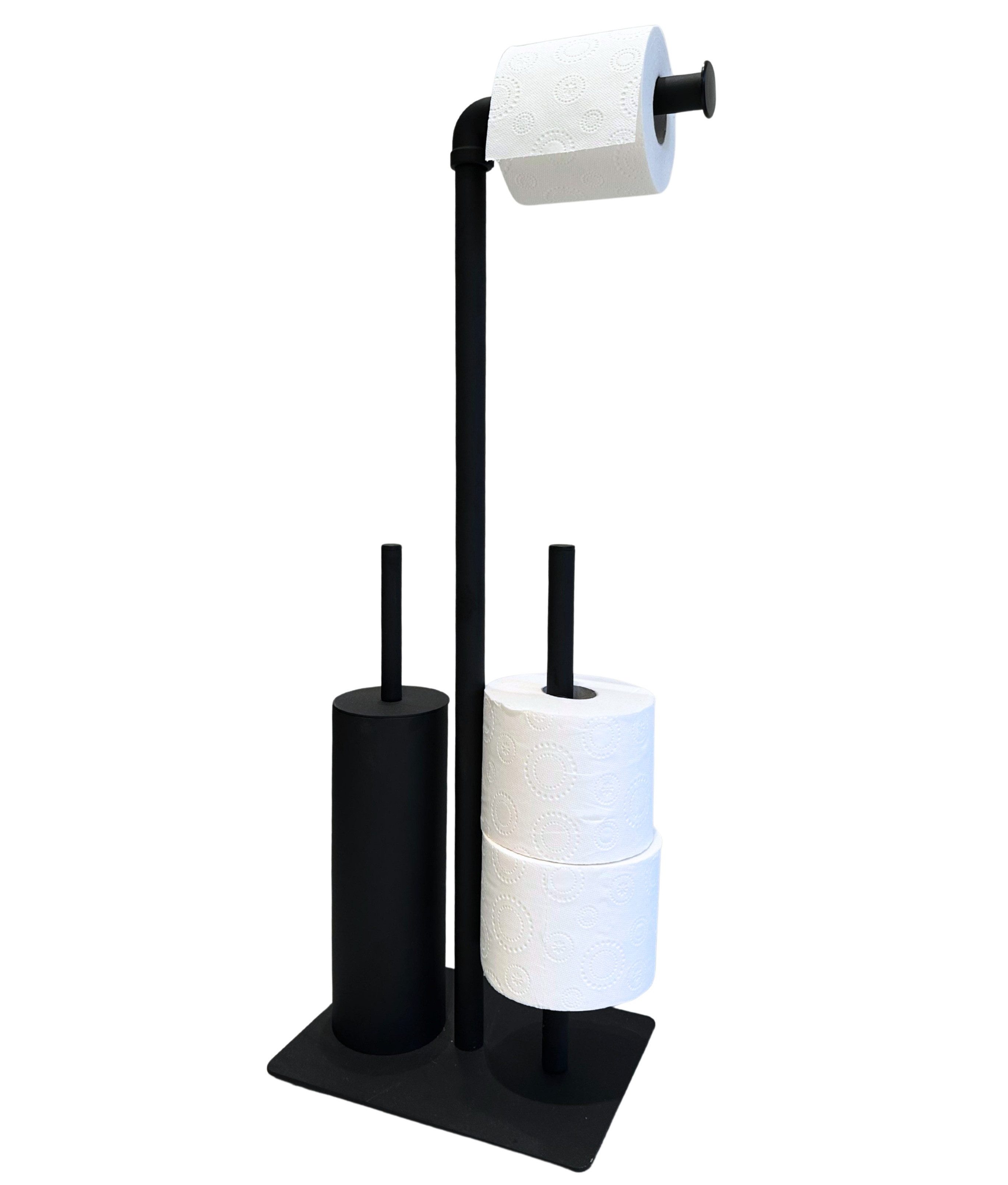 Libaro Держатели для туалетной бумаги stehend mit Toilettenbürste PALERMO WC Bürstengarnitur schwarz, WC Garnitur Papierrollenhalter Toilettenbürste Metall matt