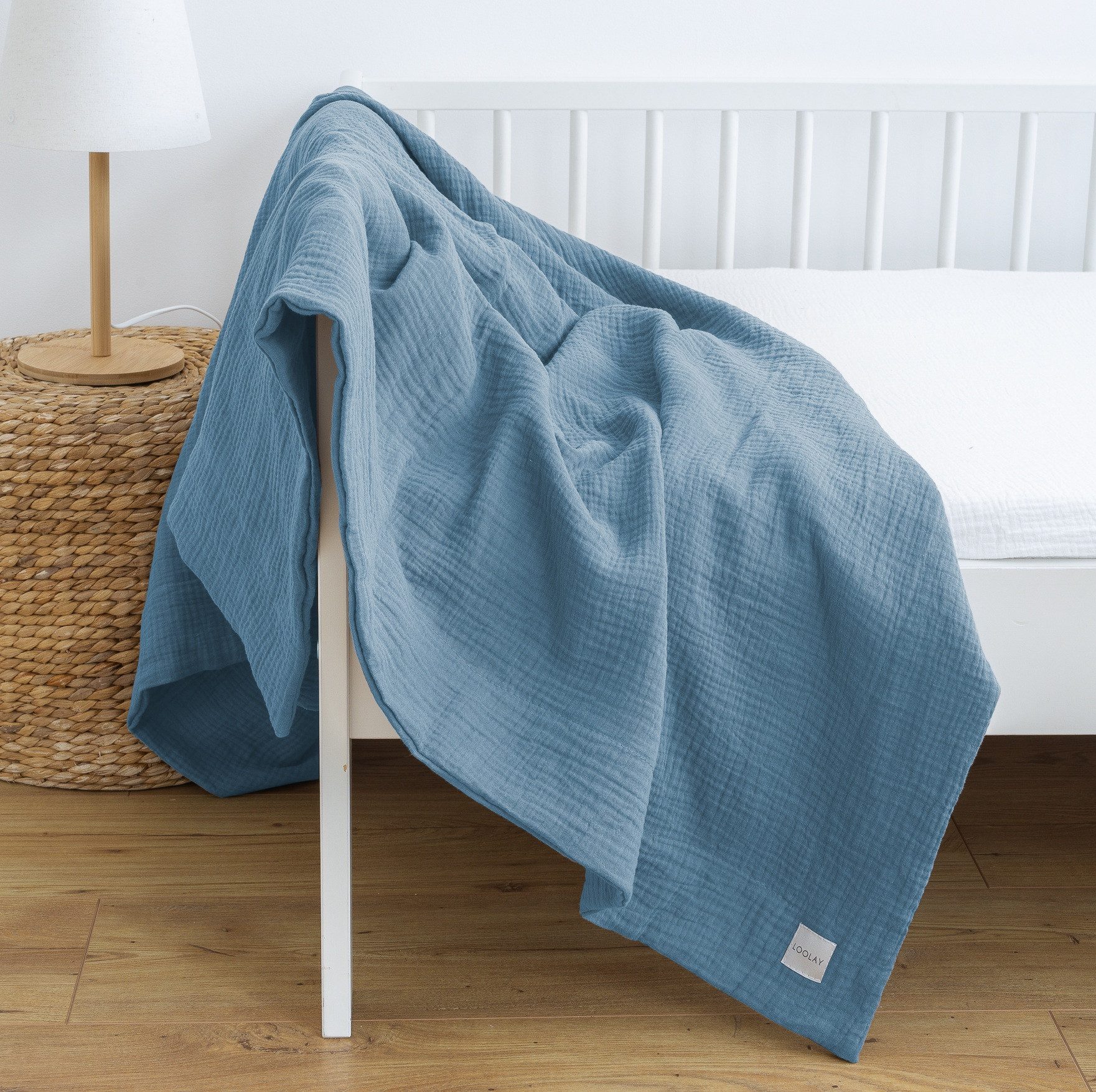 Wohndecke Musselin Tagesdecke 2-lagig dick Baumwolle Decke 120x120 150x200 cm, Loolay, Zweilagige Musselin Tagesdecke, atmungsaktiv & wärmend.