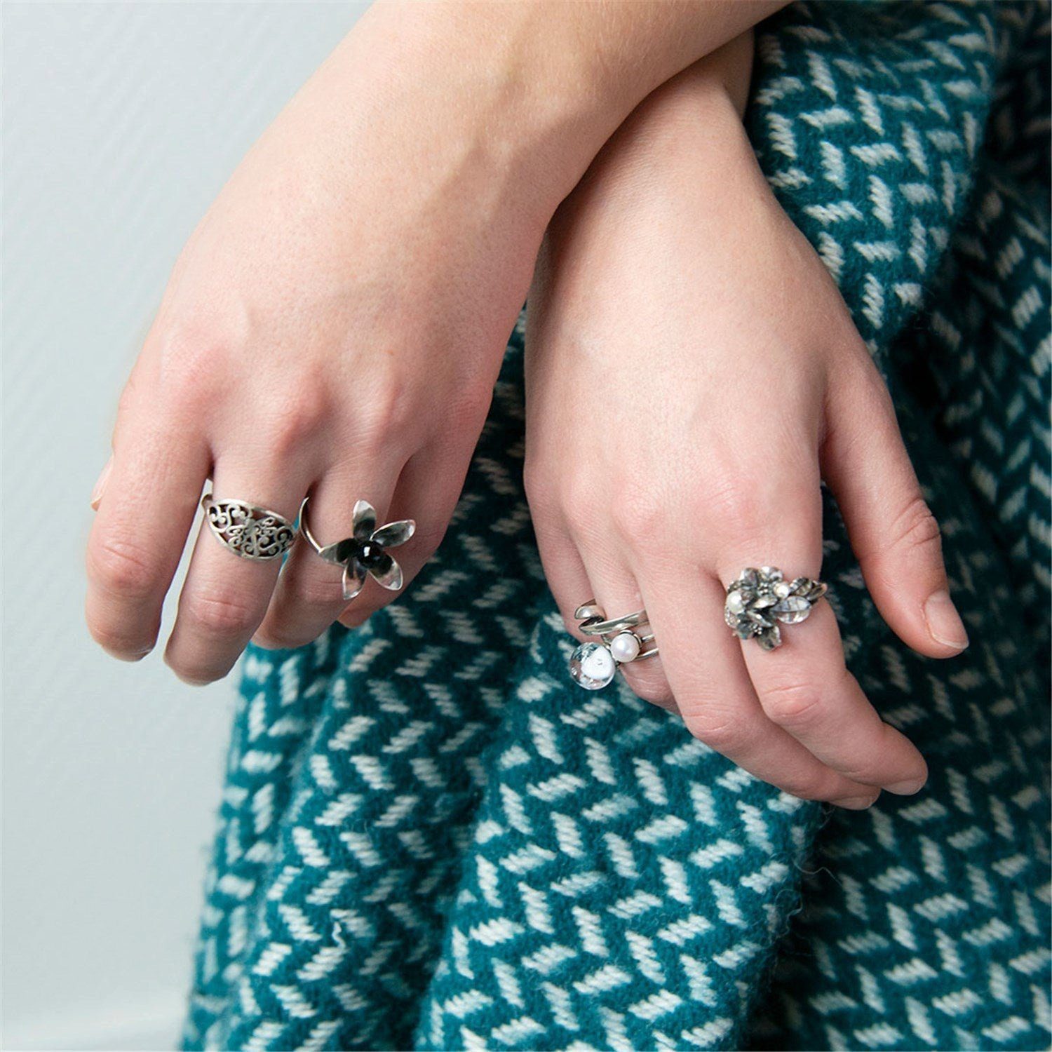 Trollbeads Fingerring Weißdorn mit Perl... Trollbeads Fingerring Weißdorn mit Perl...