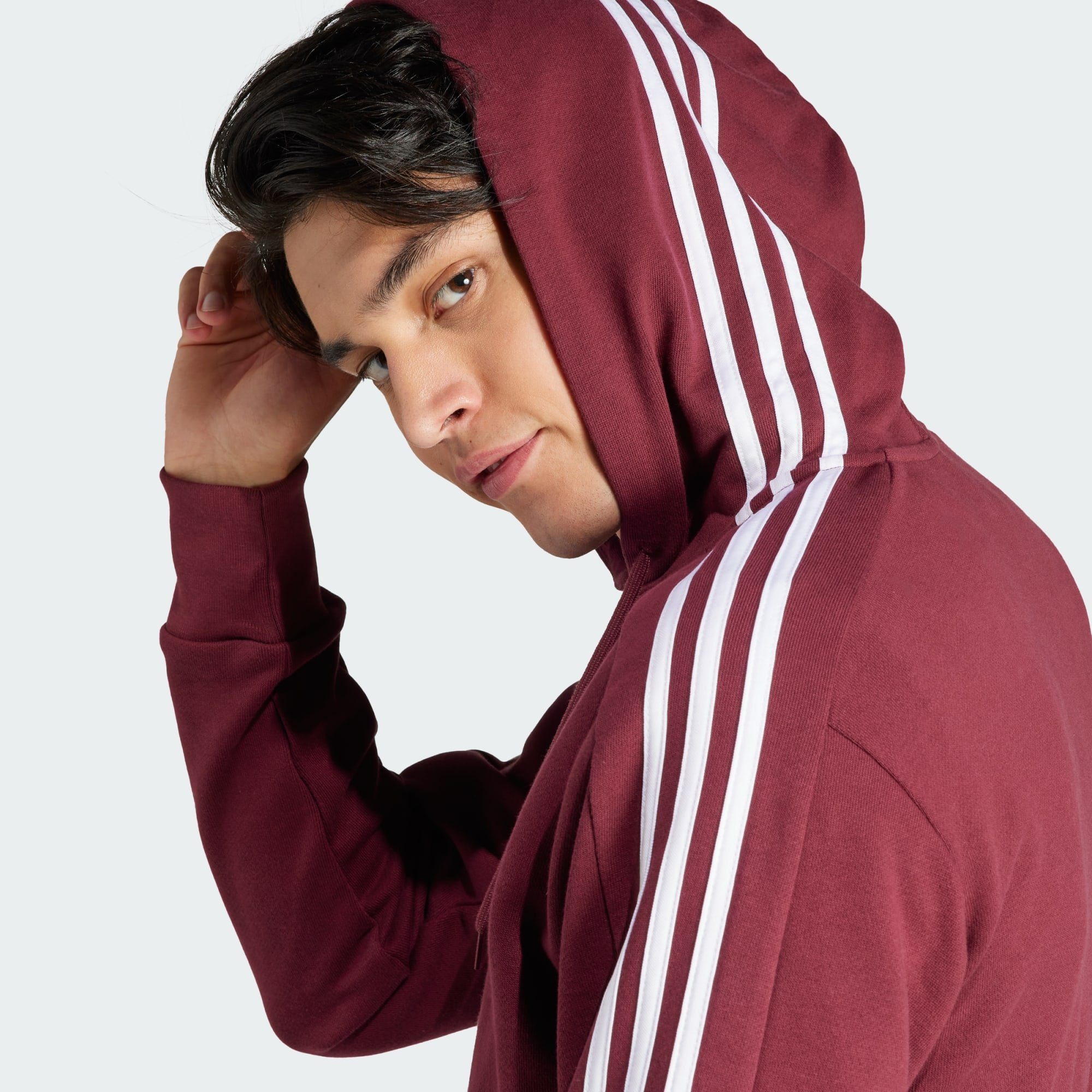 Hoodie Red KAPUZENJACKE adidas Shadow FRENCH ESSENTIALS TERRY 3-STREIFEN Sportswear