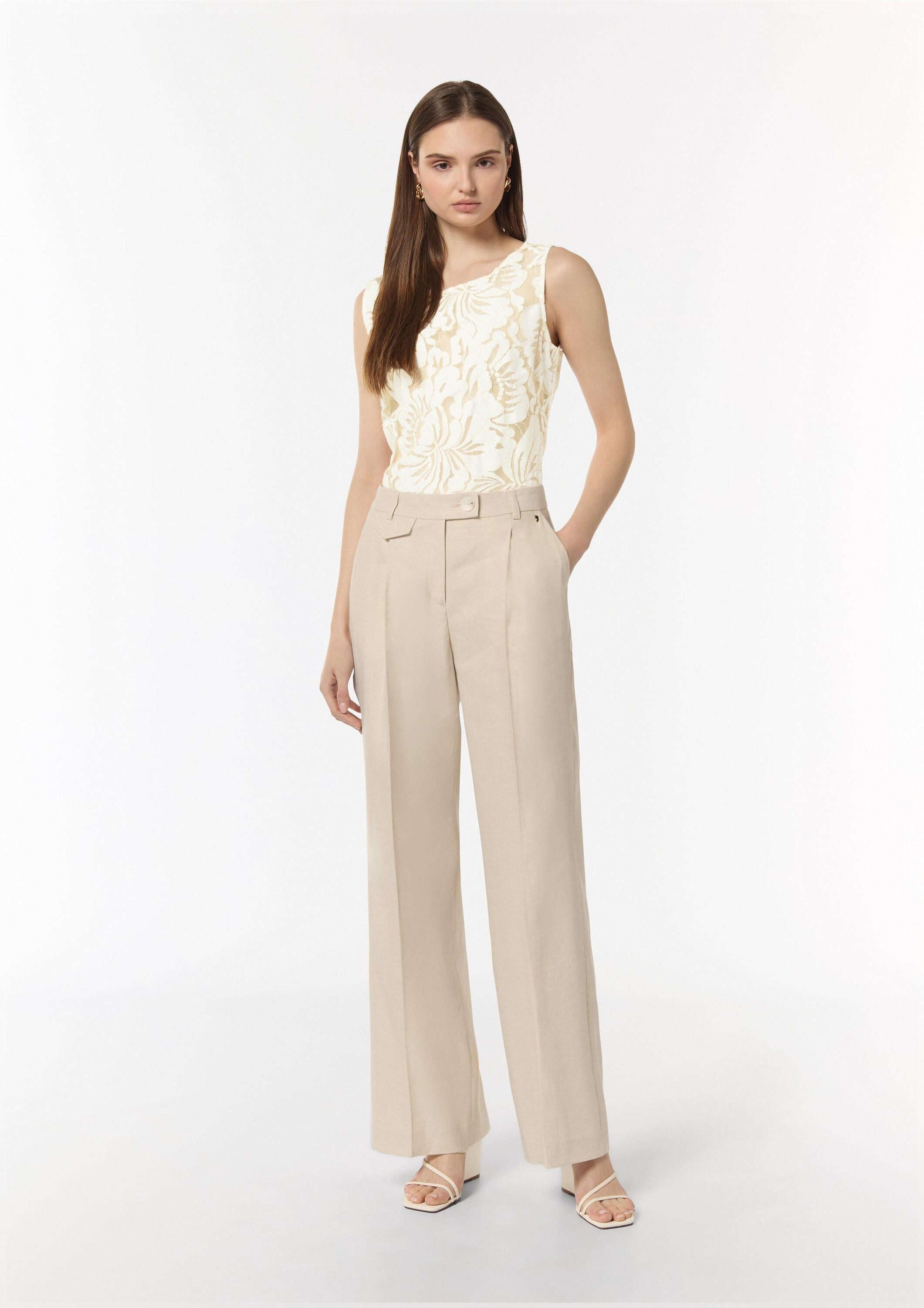 comma Chinos Hose Leinen-Mix-Hose mit Eingrifftaschen günstig online kaufen