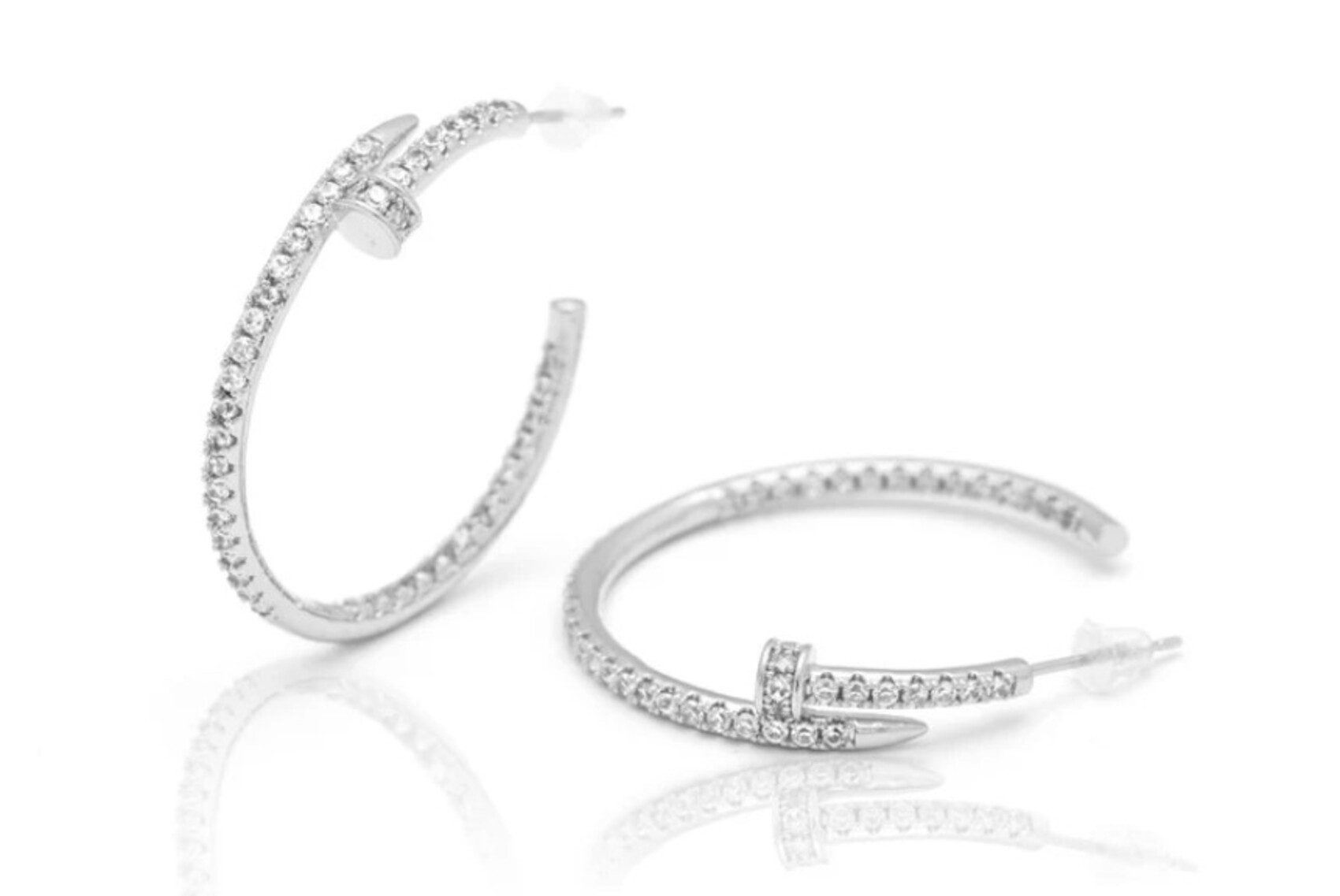 Lale Collection® Paar Ohrstecker Design Nagel Ohrring Zirkonia Gold Silber günstig online kaufen