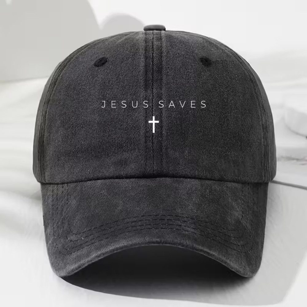 XCOAST Baseball Cap Schwarz – Small Face Cap mit „Jesus Saves“ - verstellbare Größe (Unisex für Damen & Herren, leicht & atmungsaktiv) Small Face Effekt für schmalen Look