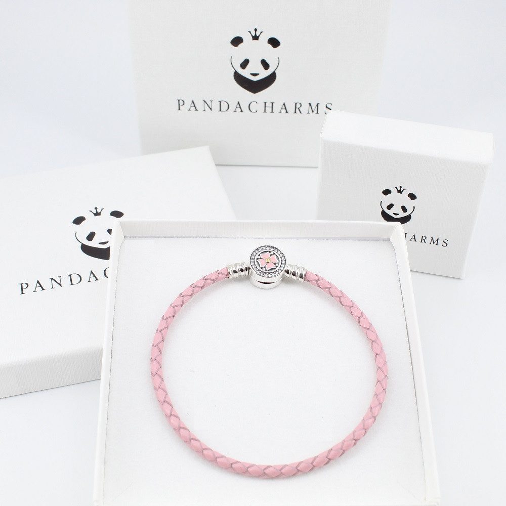 PANDACHARMS Lederarmband Rosa Leder Charm Armband günstig online kaufen