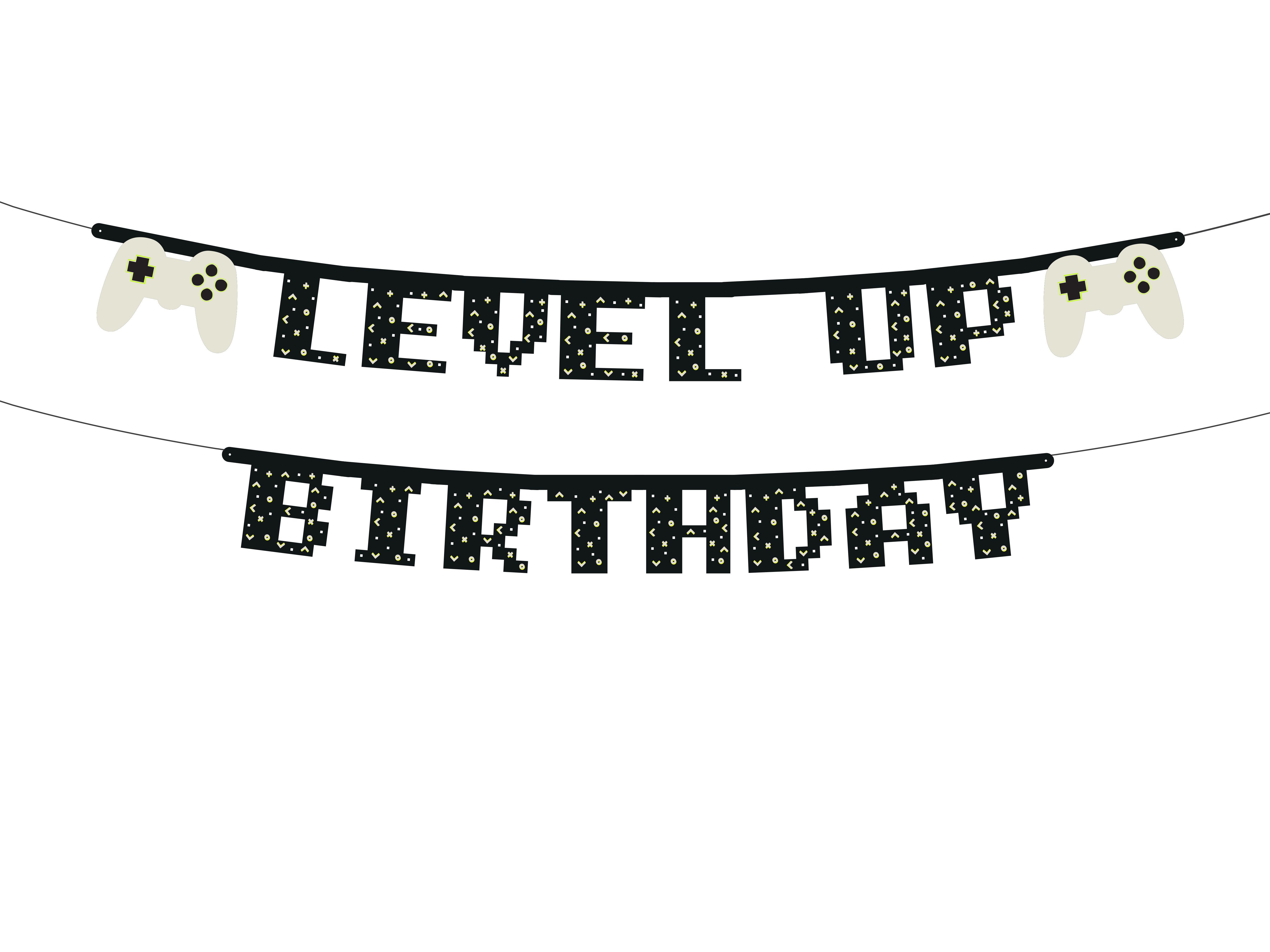 partydeco Girlande Banner 'Level Up Birthday', 2 m