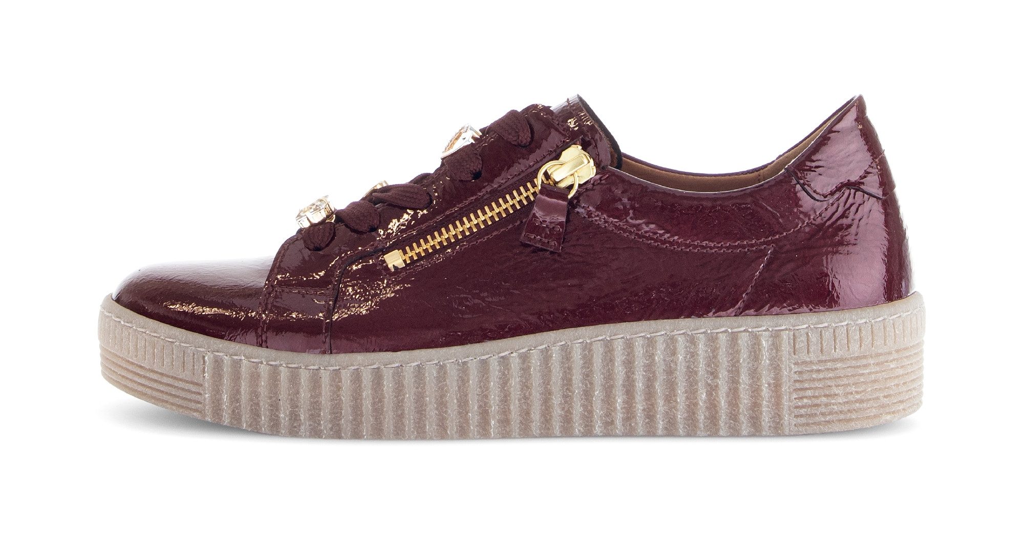 Gabor Plateausneaker, Freizeitschuh, Halbschuh, Schnürer mit edlen Schmuck-Motiven