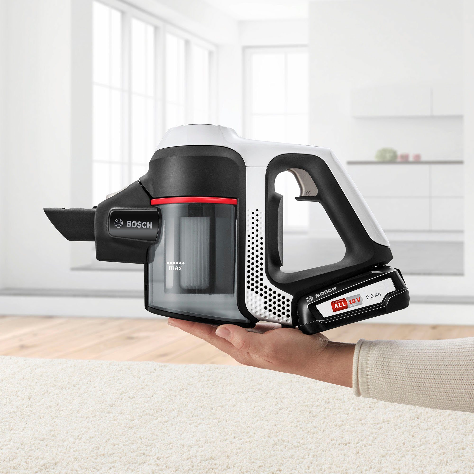 BOSCH Akku-Stielstaubsauger Unlimited 6 BCS611AM, made in Germany, 10 Jahre Motorgarantie, leicht, beutellos, Akku wechselbar, alle Bodenarten, hohe Saugkraft,  – Bild 2 von 5