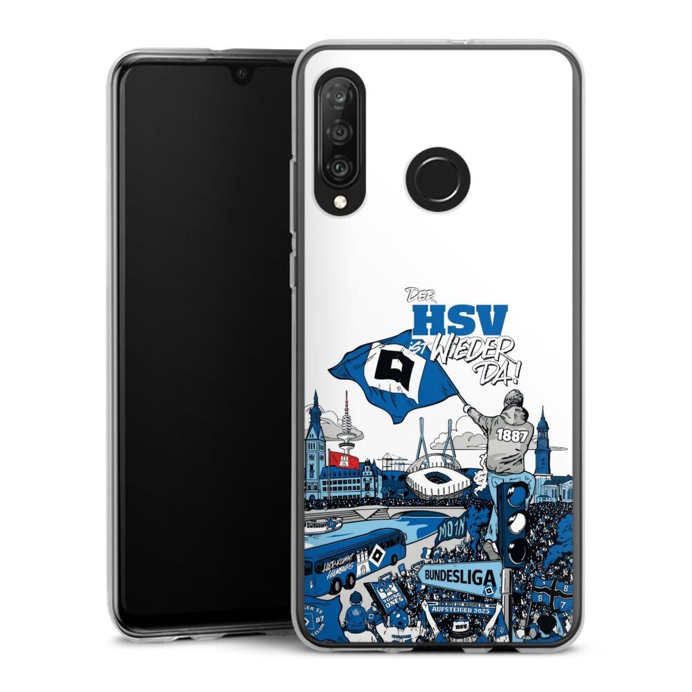 DeinDesign Handyhülle Hamburger SV Offizielles Lizenzprodukt Aufstieg, Huawei P30 Lite Premium Silikon Hülle Bumper Case Handy Schutzhülle