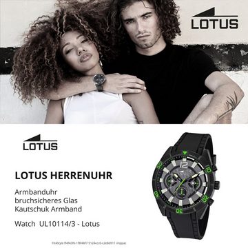 Lotus Chronograph Lotus Herren Uhr Sport L10114/3, (Chronograph), Herren Armbanduhr rund, groß (ca. 45,5mm), Kautschukarmband schwarz