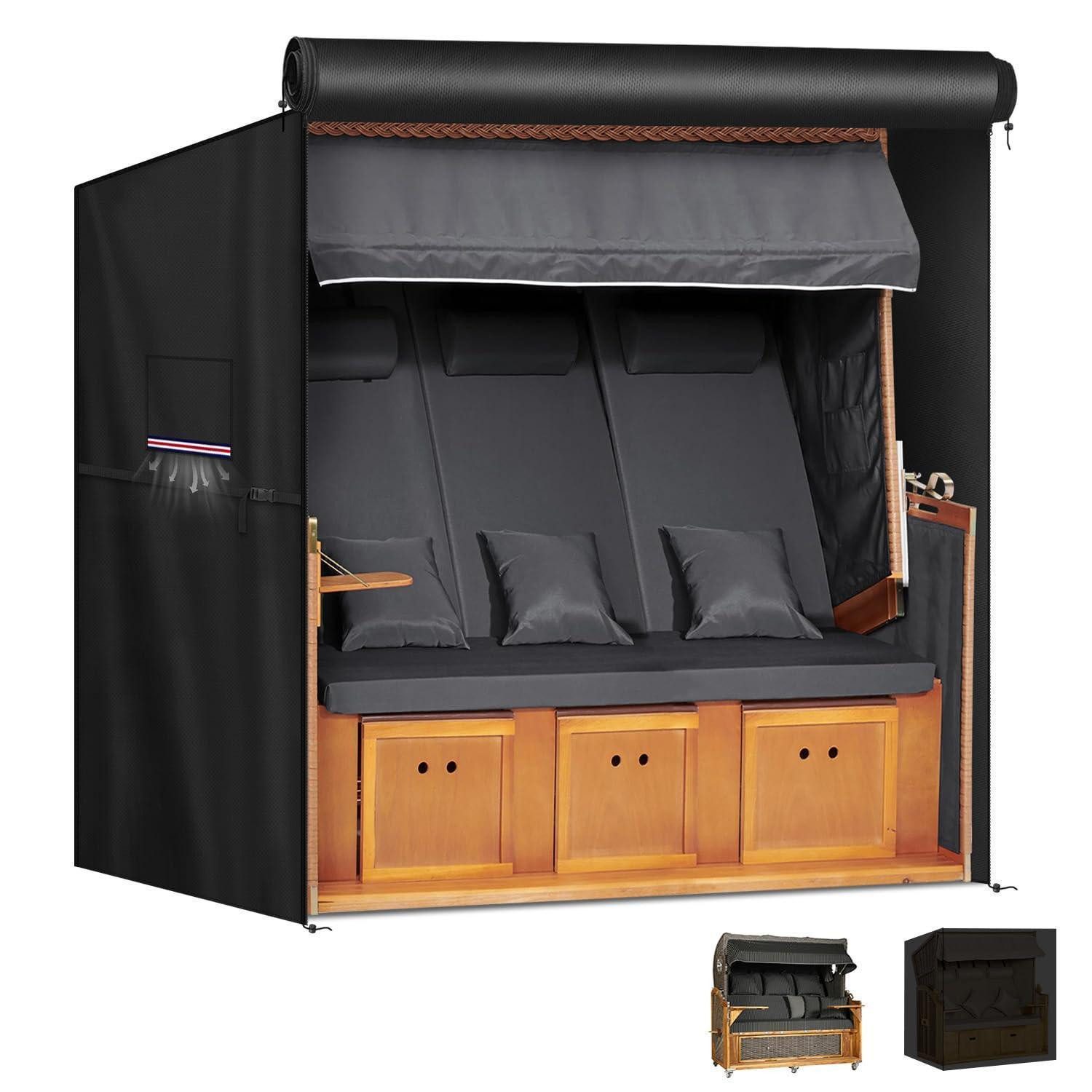 LuxusKollektion Strandkorb-Schutzhülle Strandkorbabdeckung 3 Sitzer Wasserdicht Winterfest 165x100x165 145cm