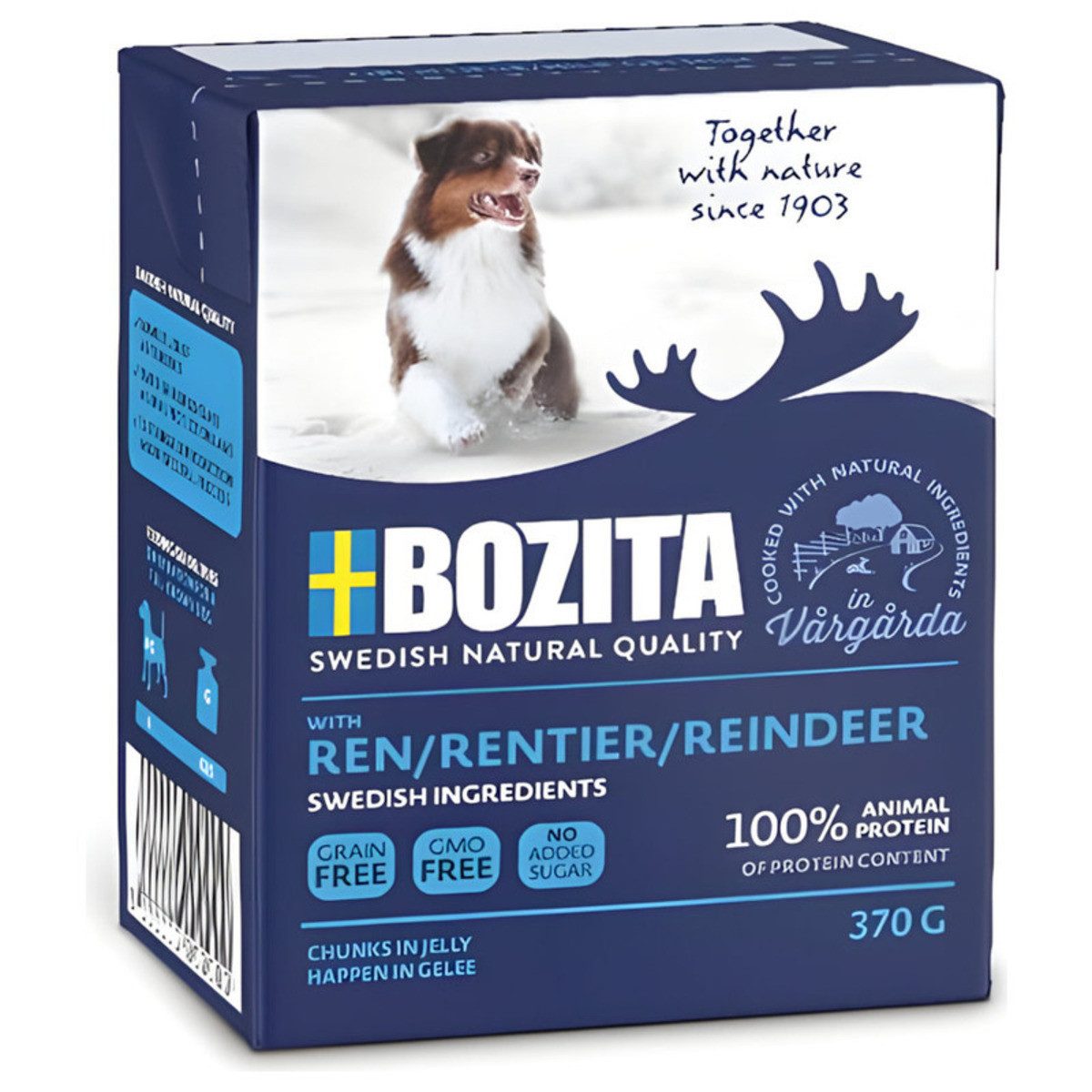 Bozita Naturals Happen in Gelee mit Rentier 370 g - 6 Stück, Nassfutter für: Hund