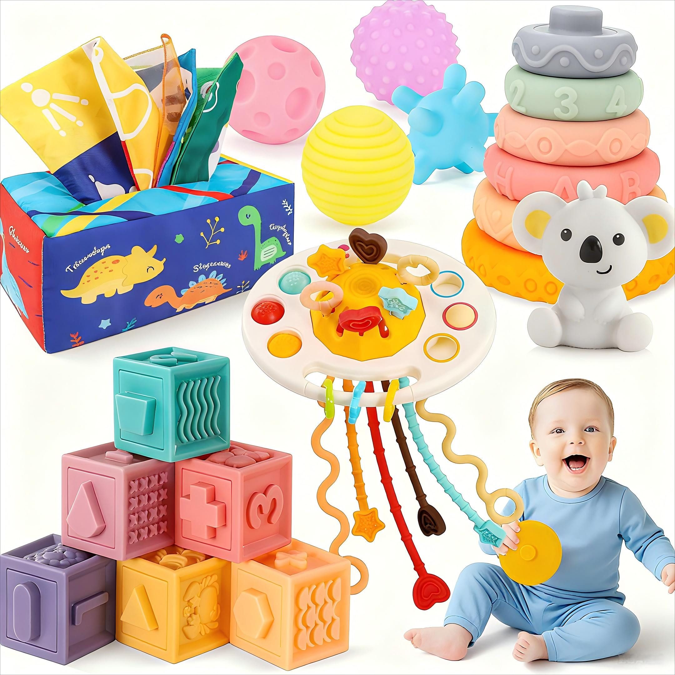 POPOLIC Lernspielzeug Montessori Spielzeug Baby 6 Monate, 5er-Set Baby Spie günstig online kaufen