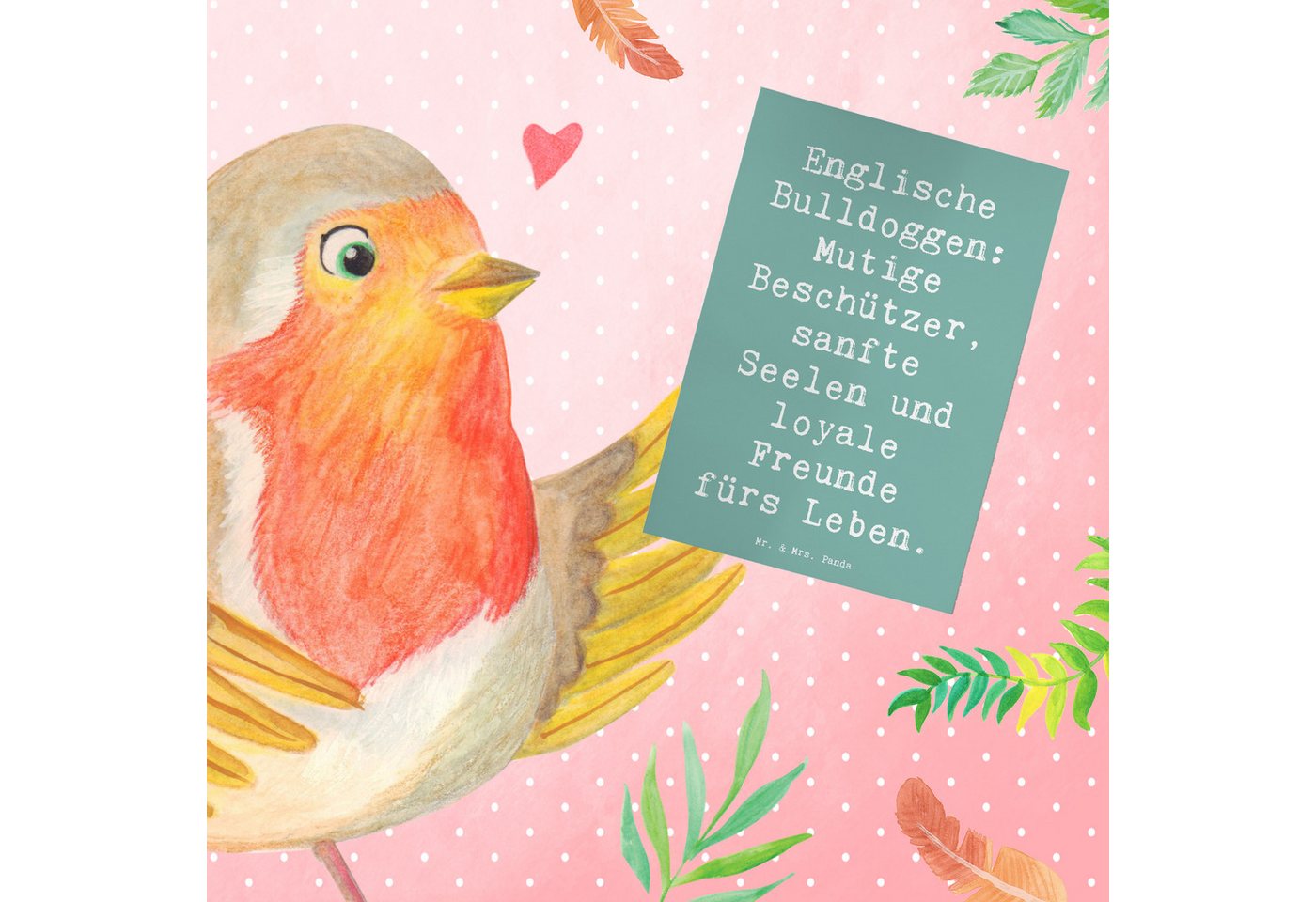 Thumbnail - Mr. & Mrs. Panda Grußkarte Spruch Englische Bulldogge - Meeresbrise - Geschenk, Hundefreunde, sa