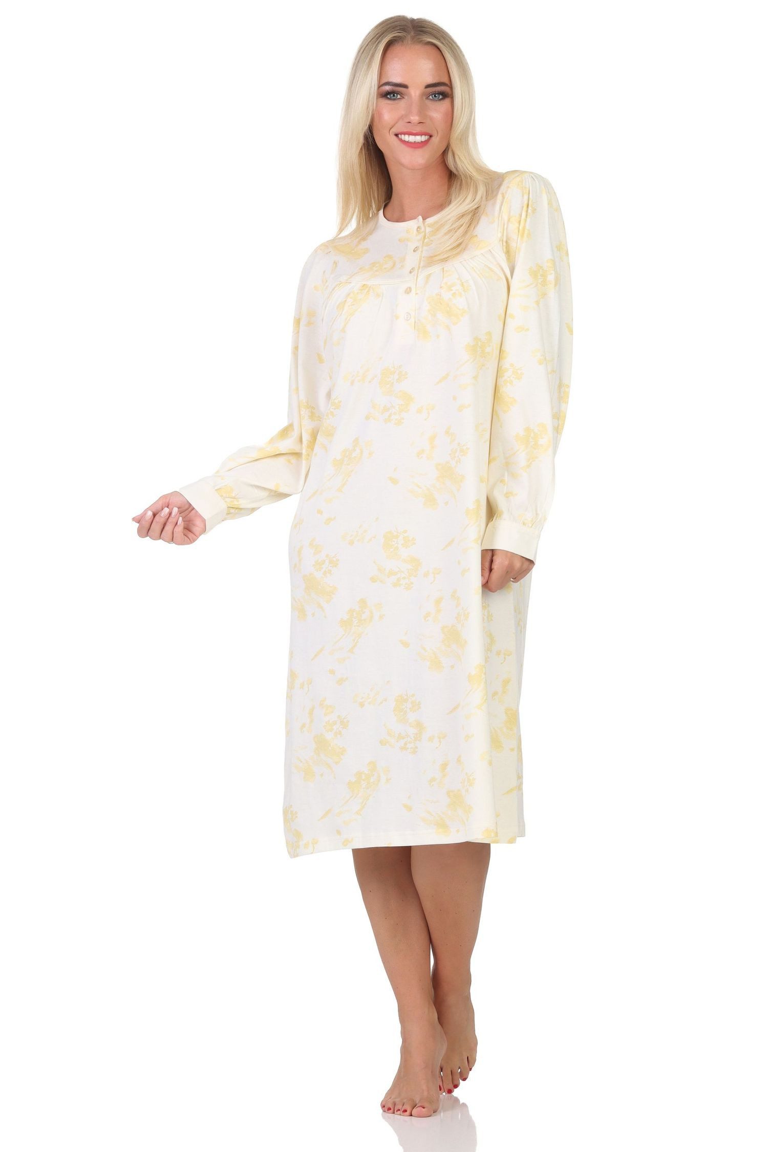Normann Nachthemd Damen langarm Nachthemd im klassischen fraulichen Design
