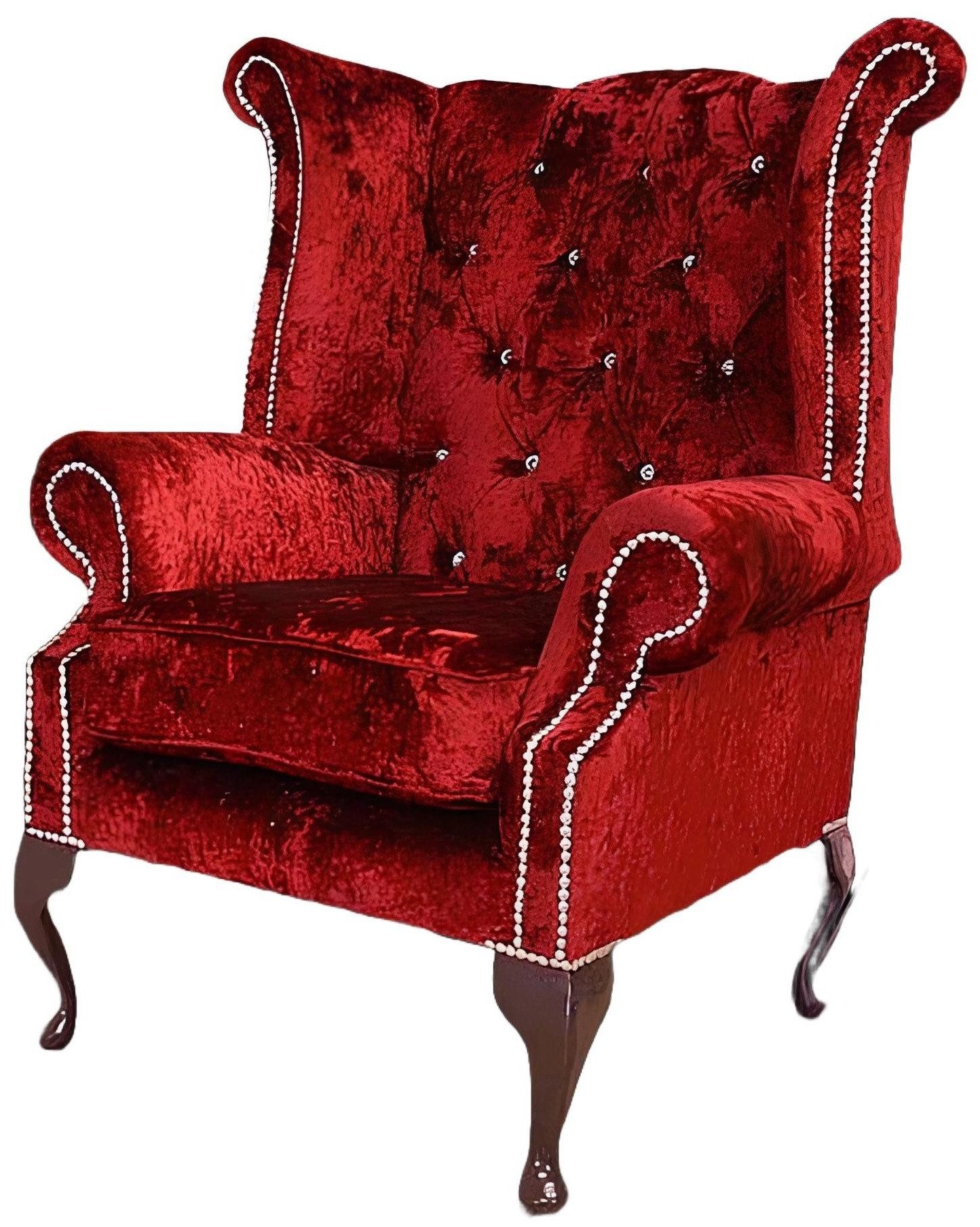 Xlmoebel Ohrensessel Chesterfield Ohrensessel im Club Lounge Stil mit Kunstlederbezug (CHESTERFIELD OHRENSESSEL Queen "Rot), Hergestellt in Europa